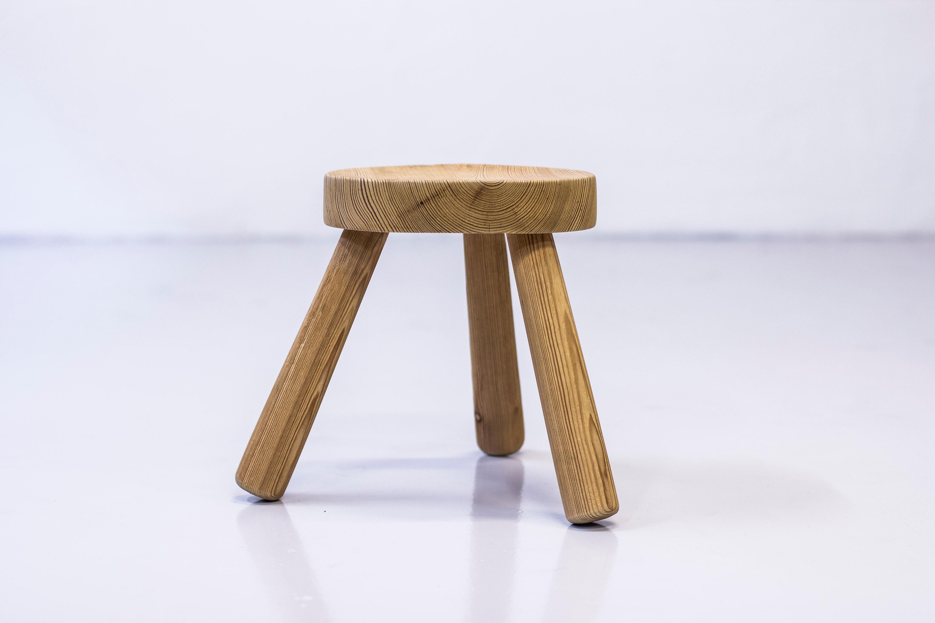 Scandinavian Modern Pine stool by Ingvar Hildingsson, Sweden, 1940s