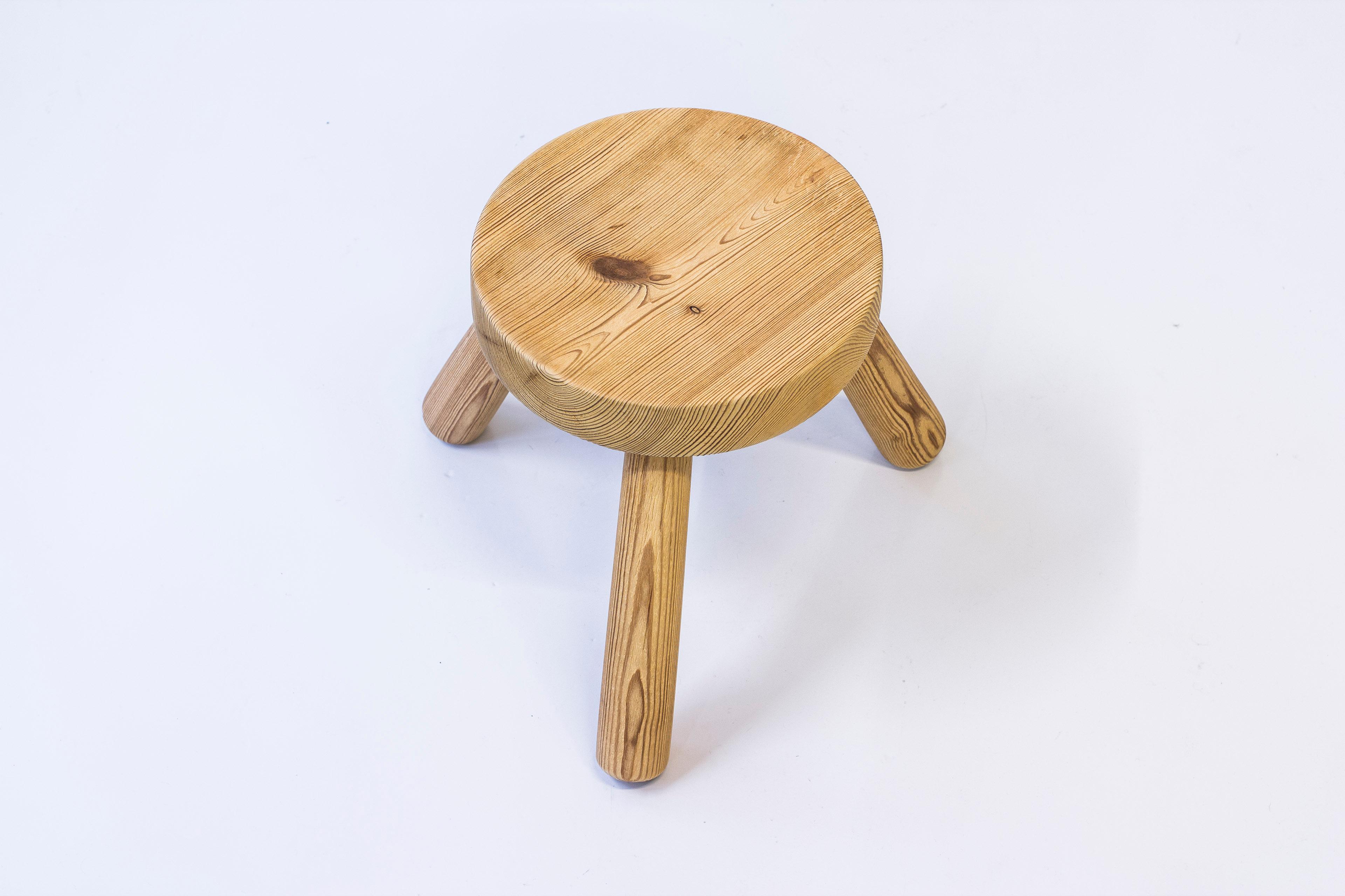Swedish Pine stool by Ingvar Hildingsson, Sweden, 1940s