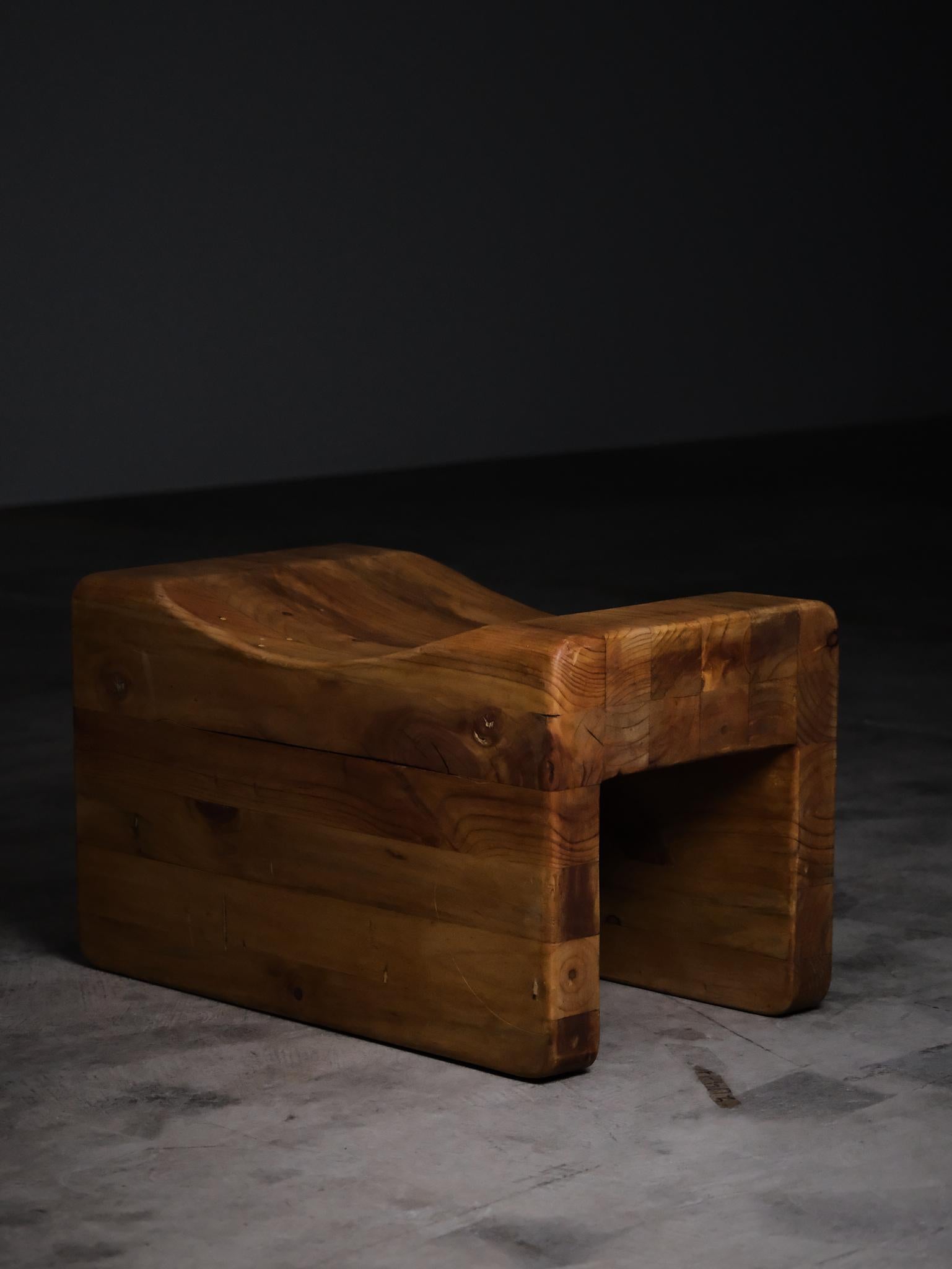 Pine stool by K. J. Pettersson & Söner, Sweden 1970s For Sale 5