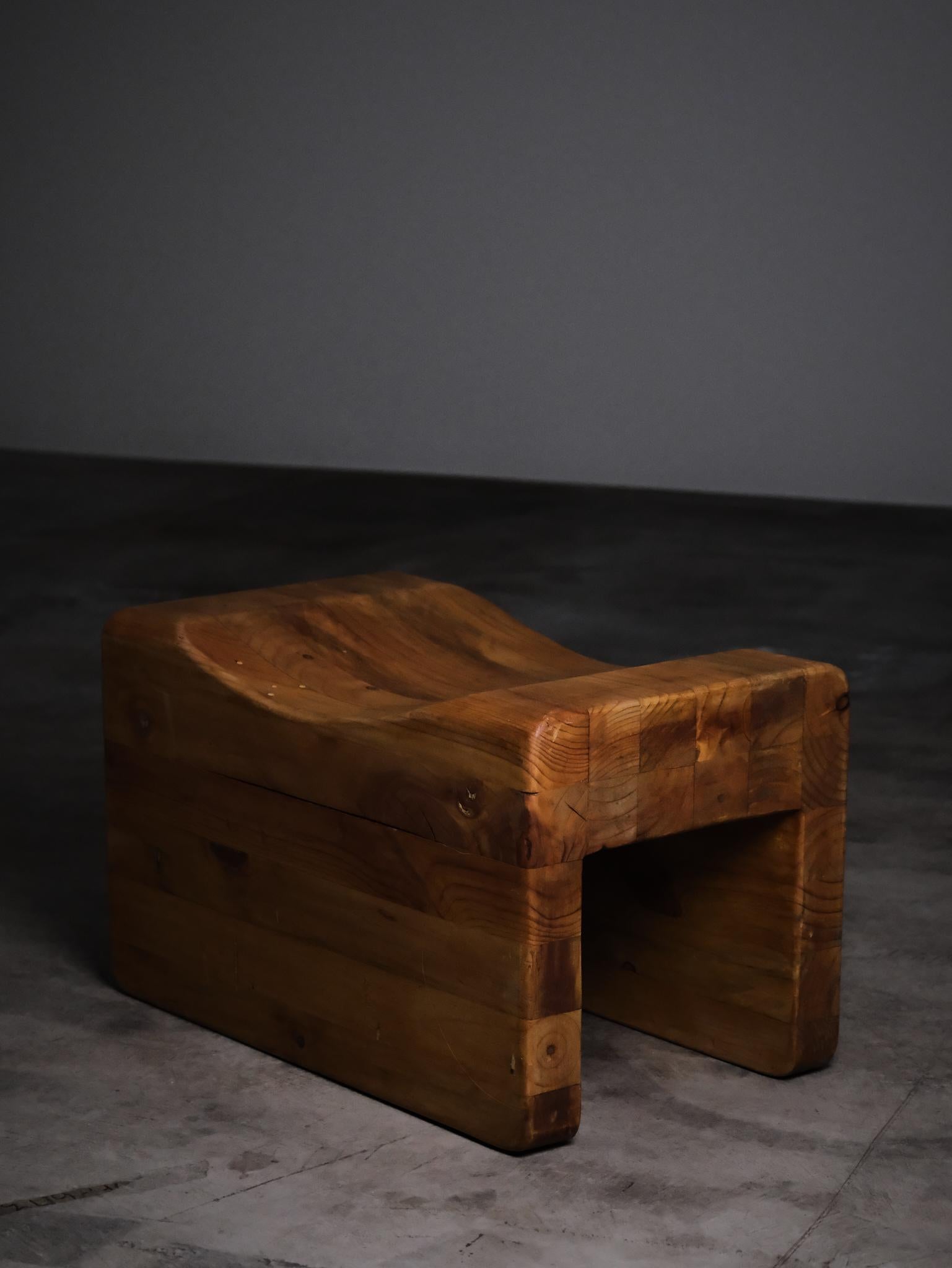 Scandinavian Modern Pine stool by K. J. Pettersson & Söner, Sweden 1970s For Sale