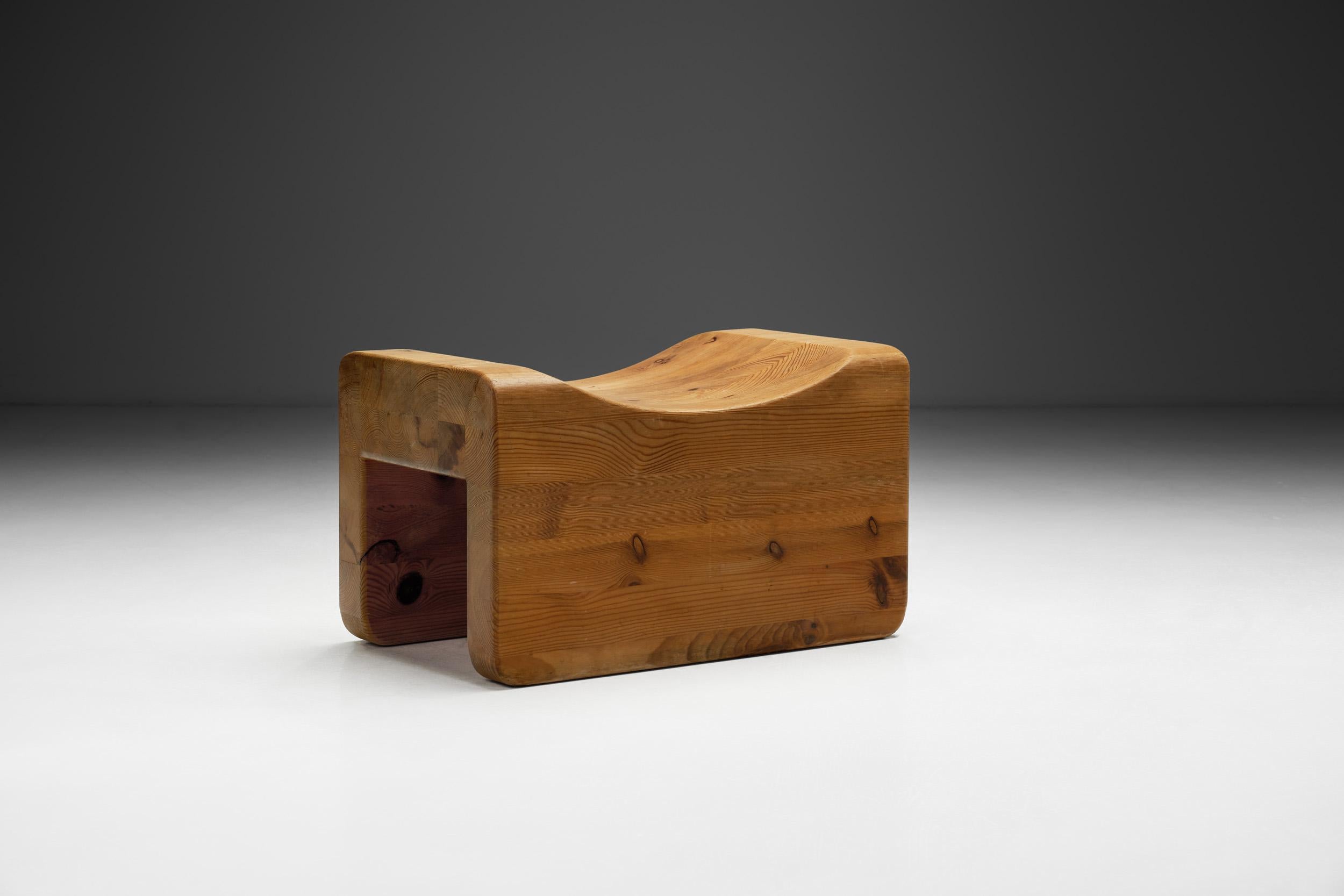 Suédois Tabouret en pin par K.J. Pettersson & Söner, Suède, années 1970 en vente