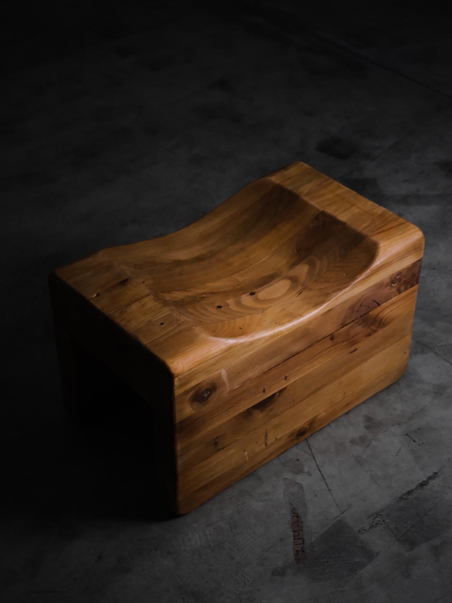 20th Century Pine stool by K. J. Pettersson & Söner, Sweden 1970s For Sale