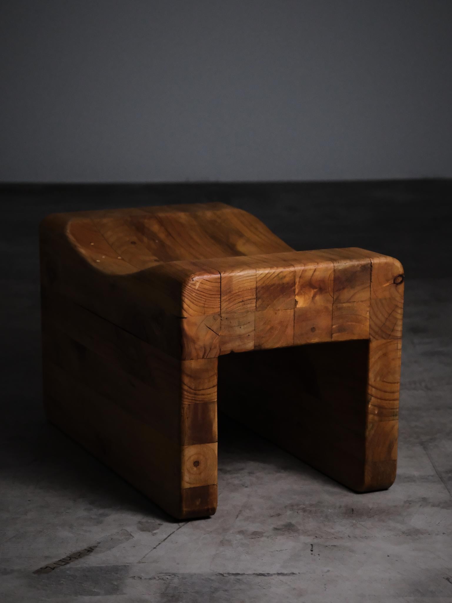 Pine stool by K. J. Pettersson & Söner, Sweden 1970s For Sale 1