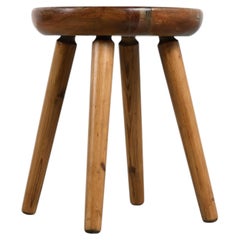 Pine Stool by René Martin, France, circa 1965