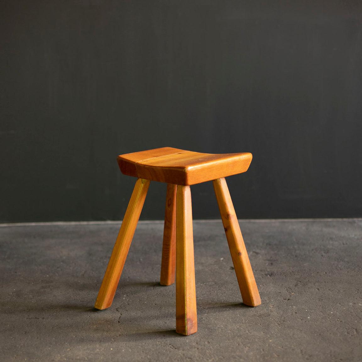 French Pine Stool from Les Arcs 1800, France, 1980s