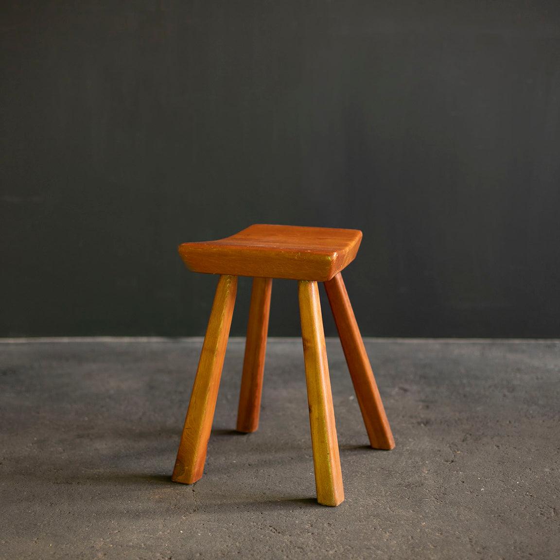 Late 20th Century Pine Stool from Les Arcs 1800, France, 1980s