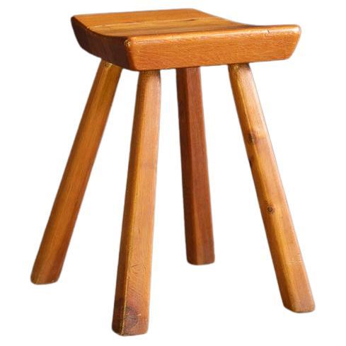 Pine Stool from Les Arcs 1800, France, 1980s