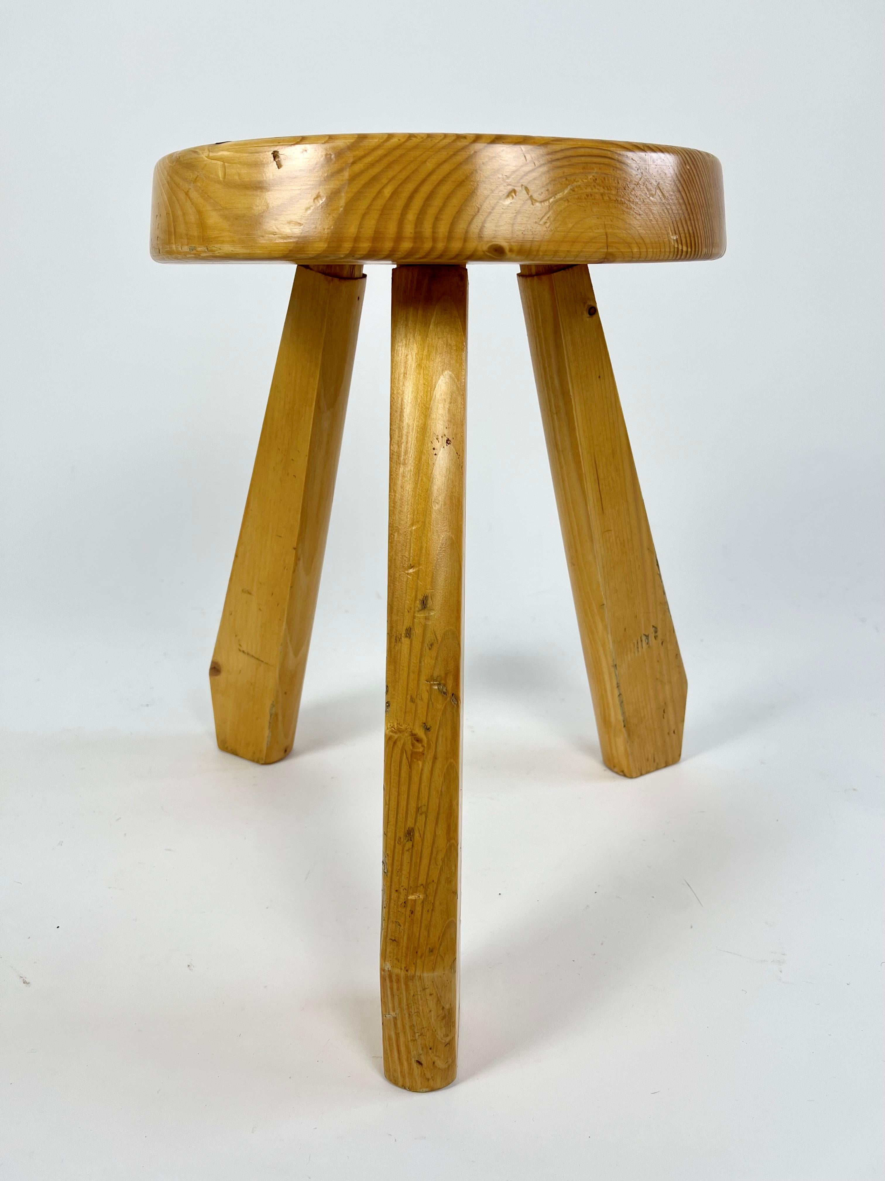 Pine stool from Les Arcs, Charlotte Perriand, France 1960-70s For Sale 8