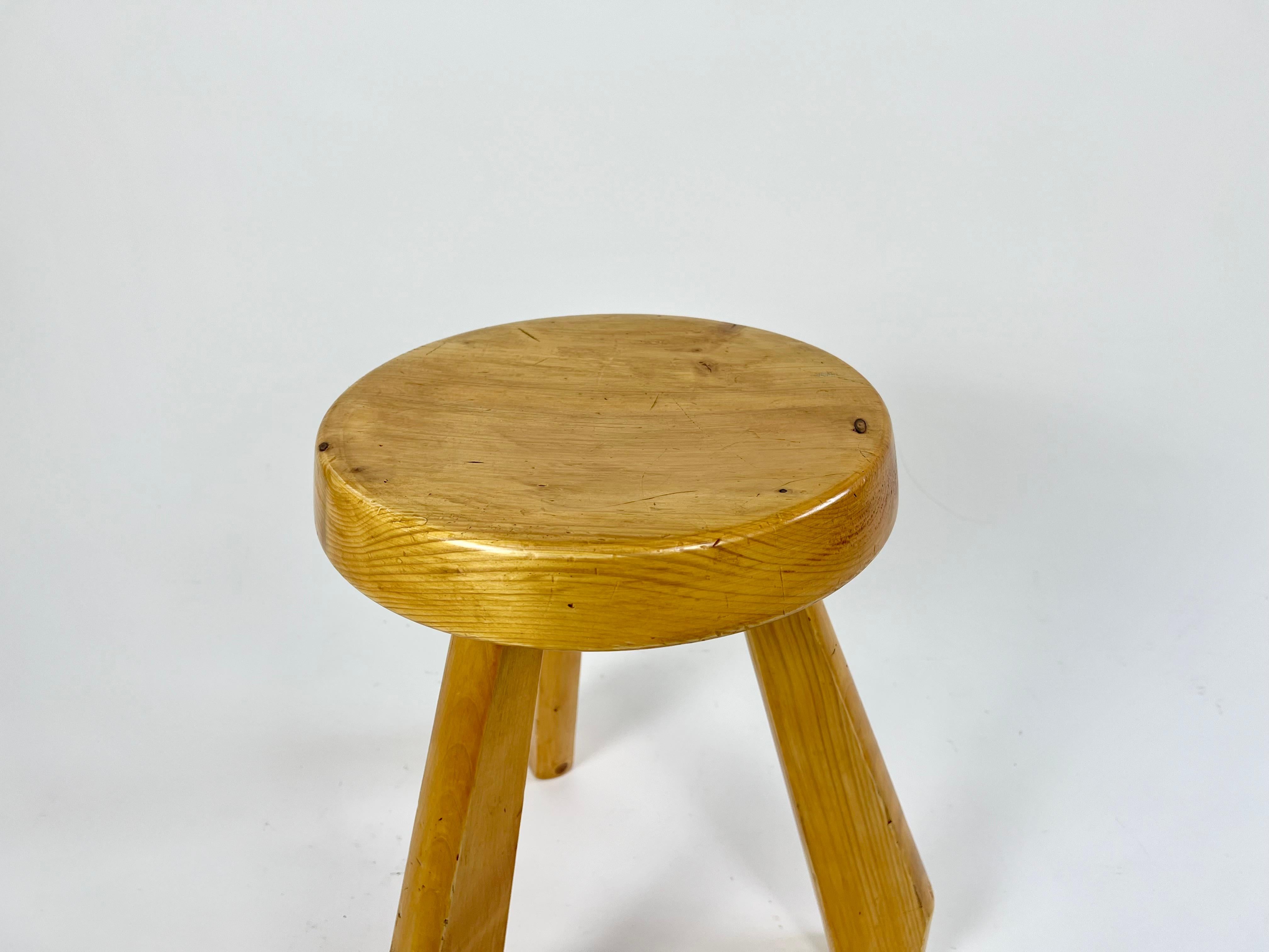 Pine stool from Les Arcs, Charlotte Perriand, France 1960-70s For Sale 2