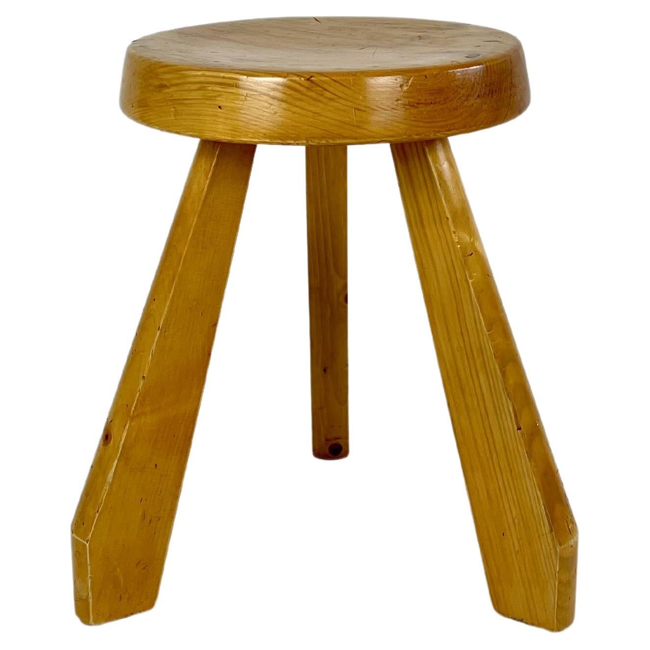 Pine stool from Les Arcs, Charlotte Perriand, France 1960-70s For Sale