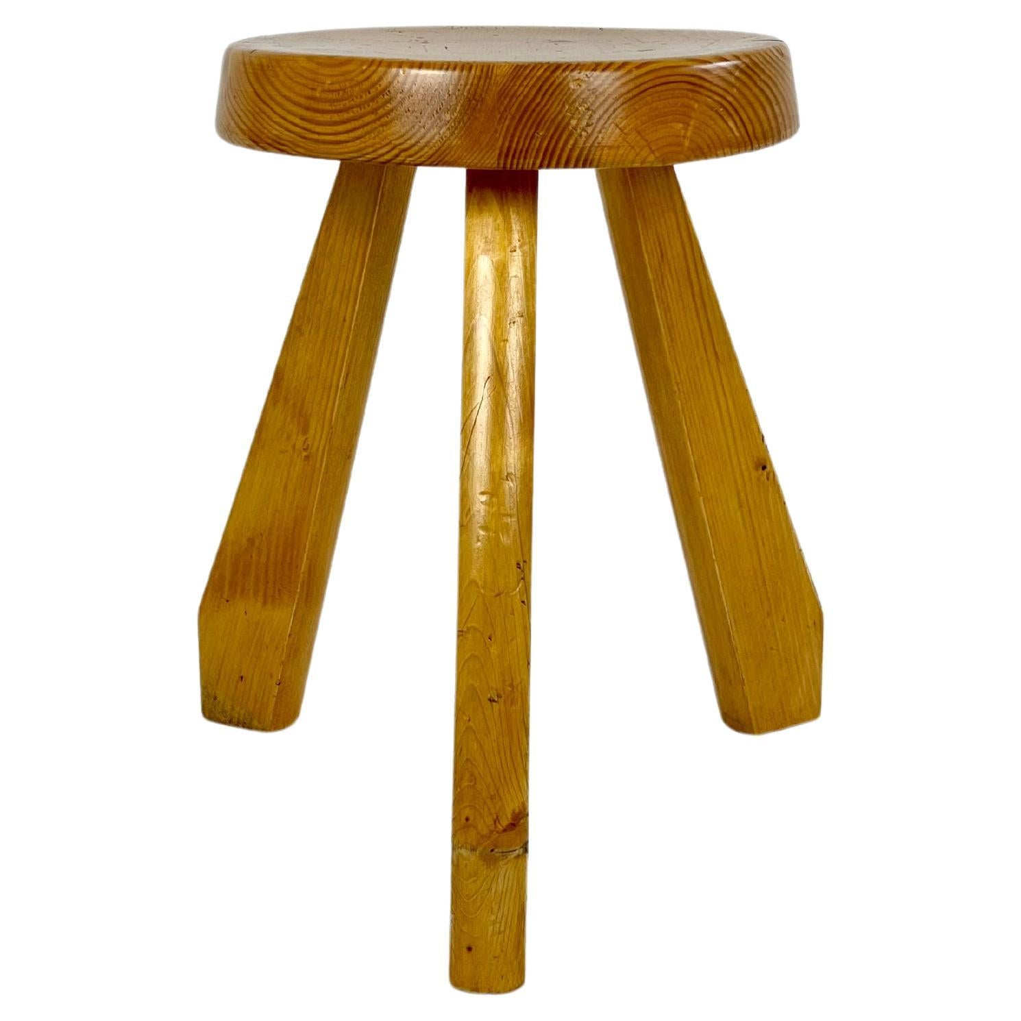 Pine stool from Les Arcs, Charlotte Perriand, France 1960-70s For Sale