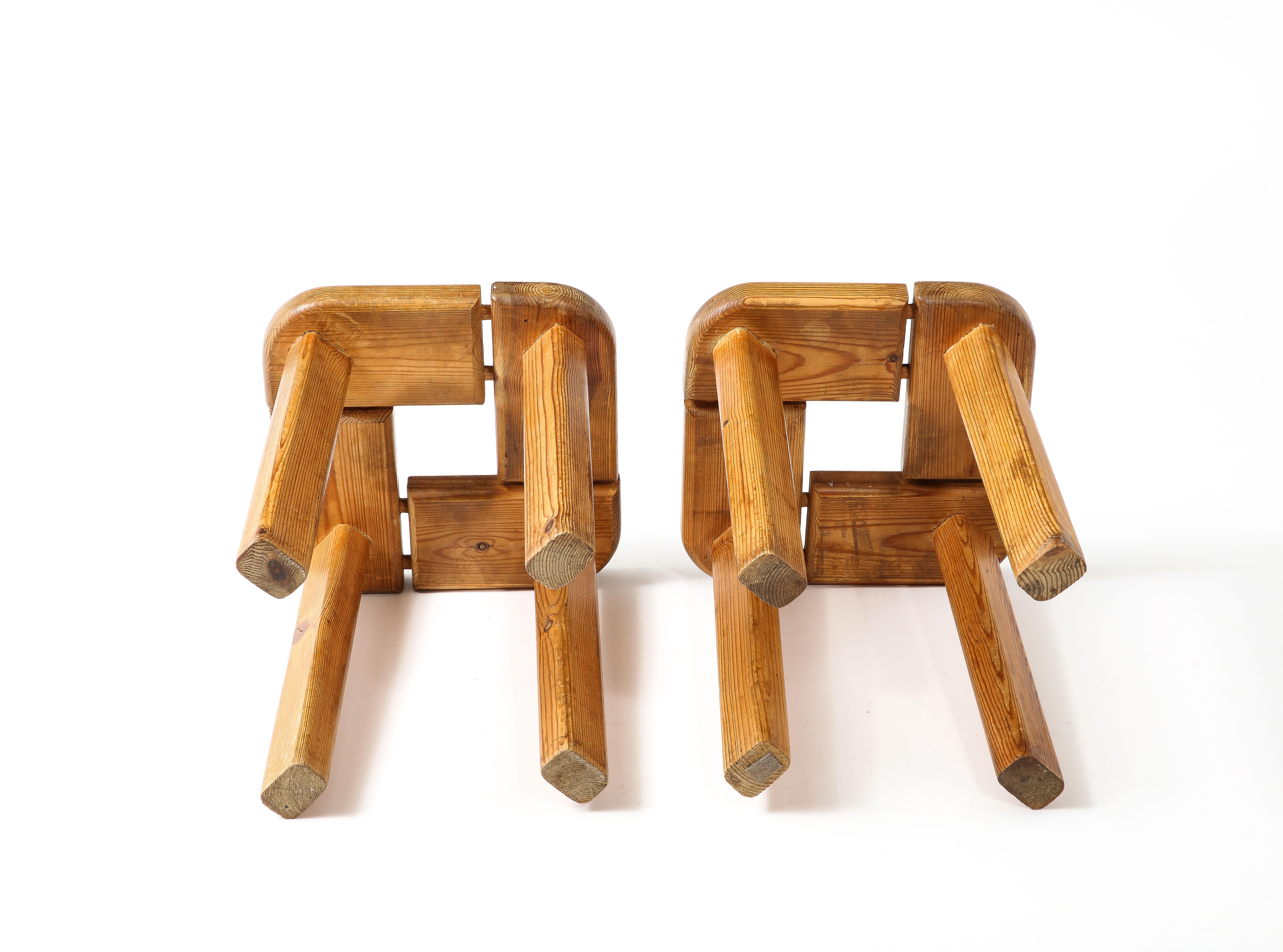 Pine Stools by Olof Ottelin, Sweden 1960s For Sale 7