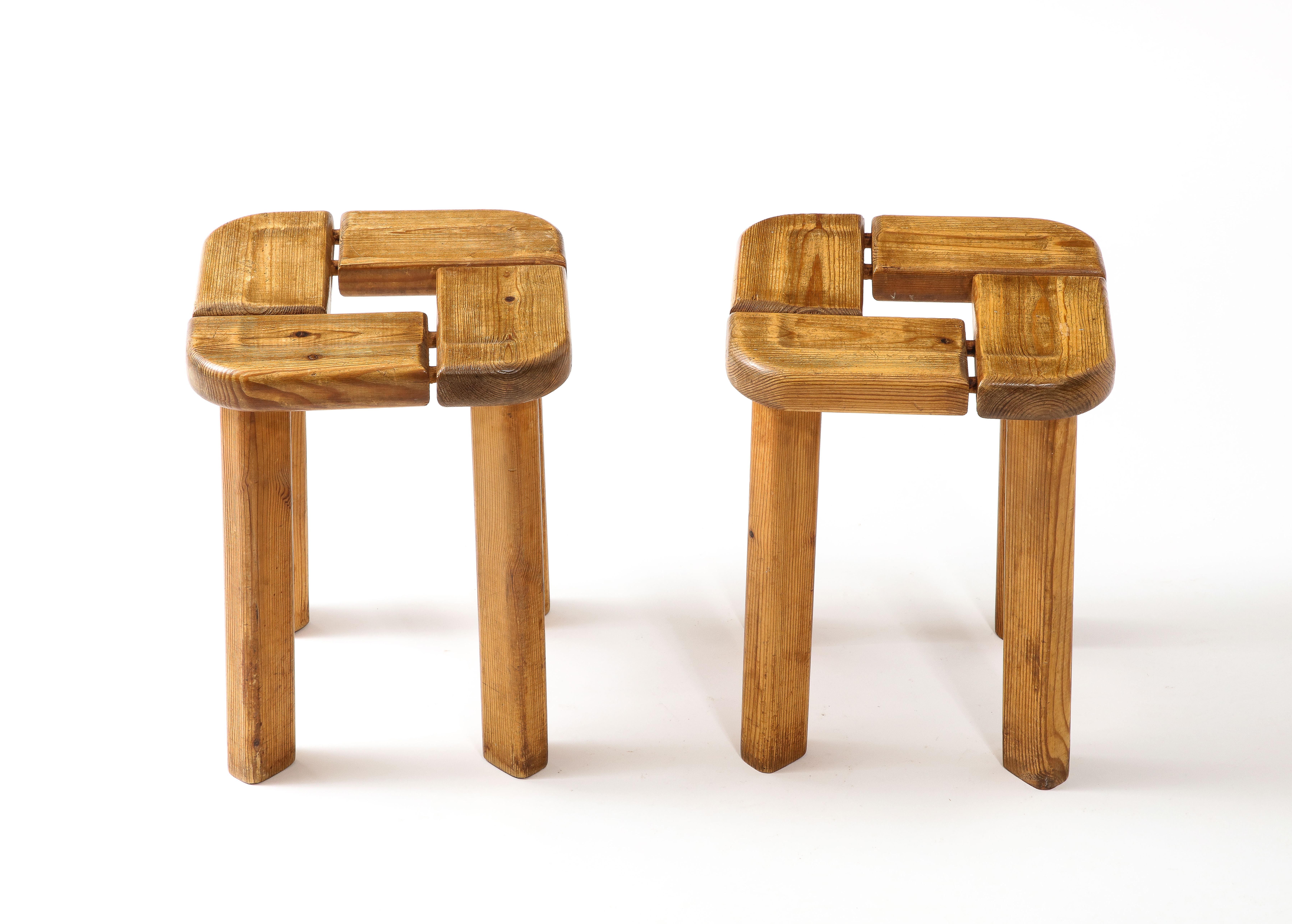 Solid pine stools in original patina.