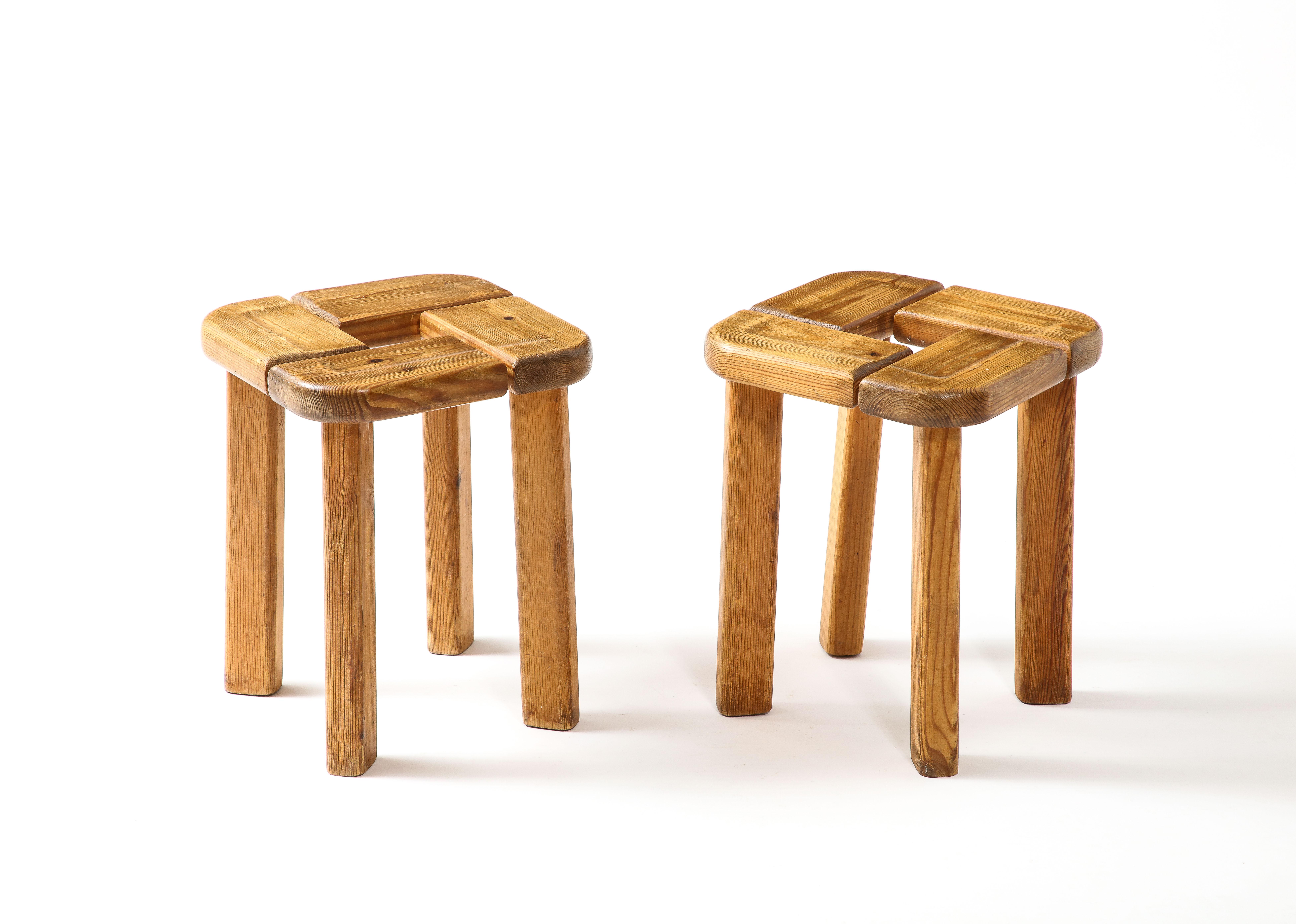 French Pine Stools by Olof Ottelin, Sweden 1960s For Sale