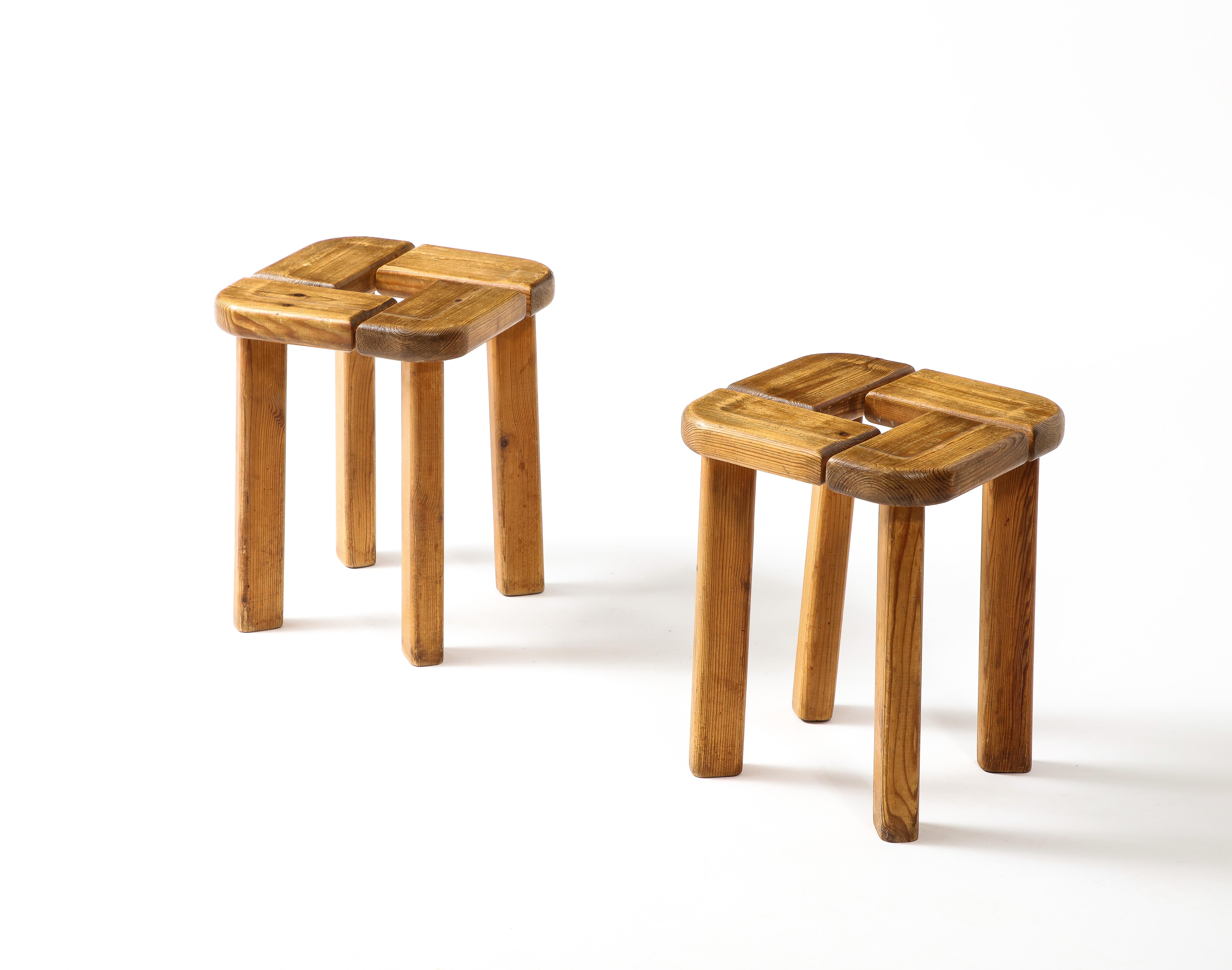 Pine Stools by Olof Ottelin, Sweden 1960s In Good Condition For Sale In New York, NY