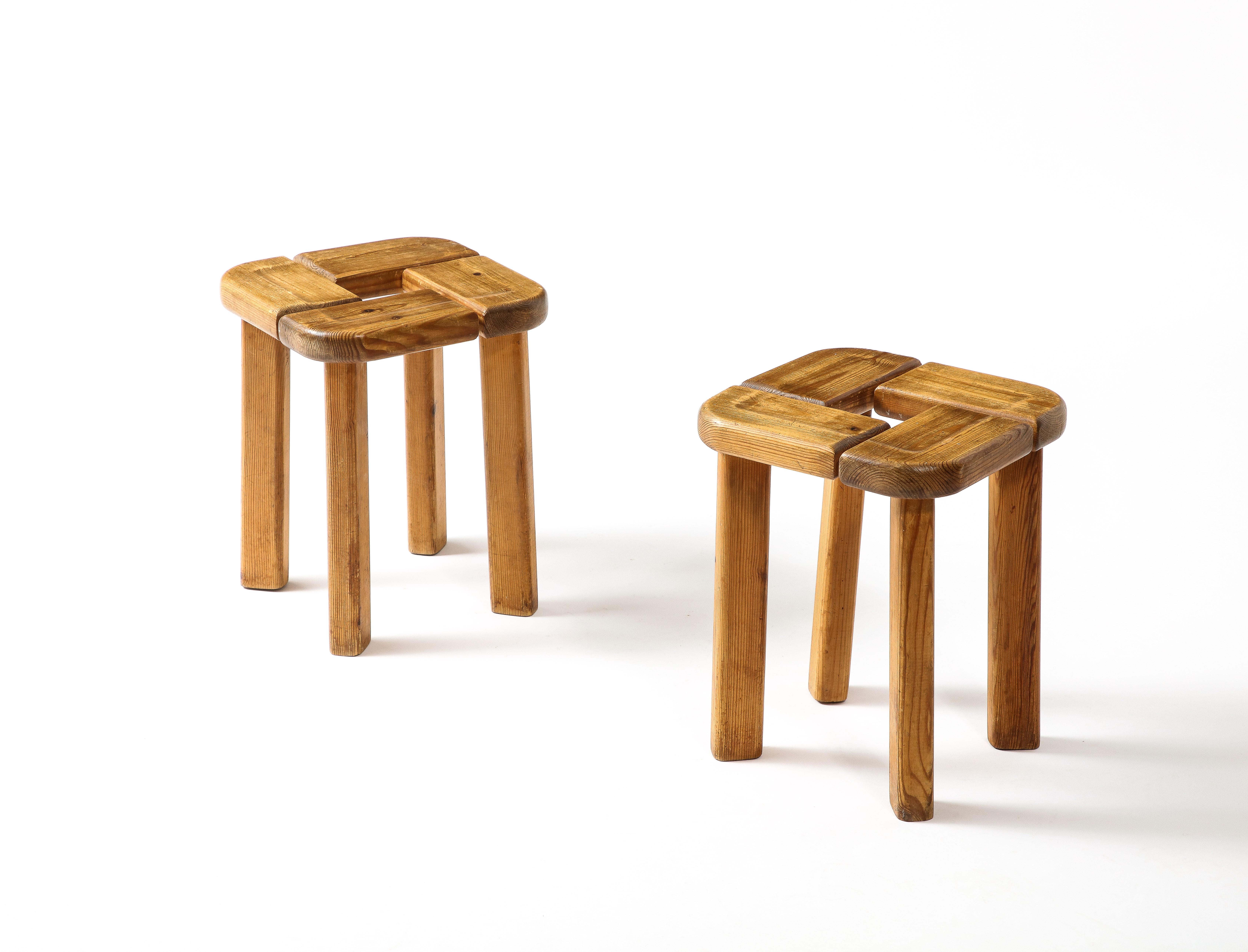 20th Century Pine Stools by Olof Ottelin, Sweden 1960s For Sale