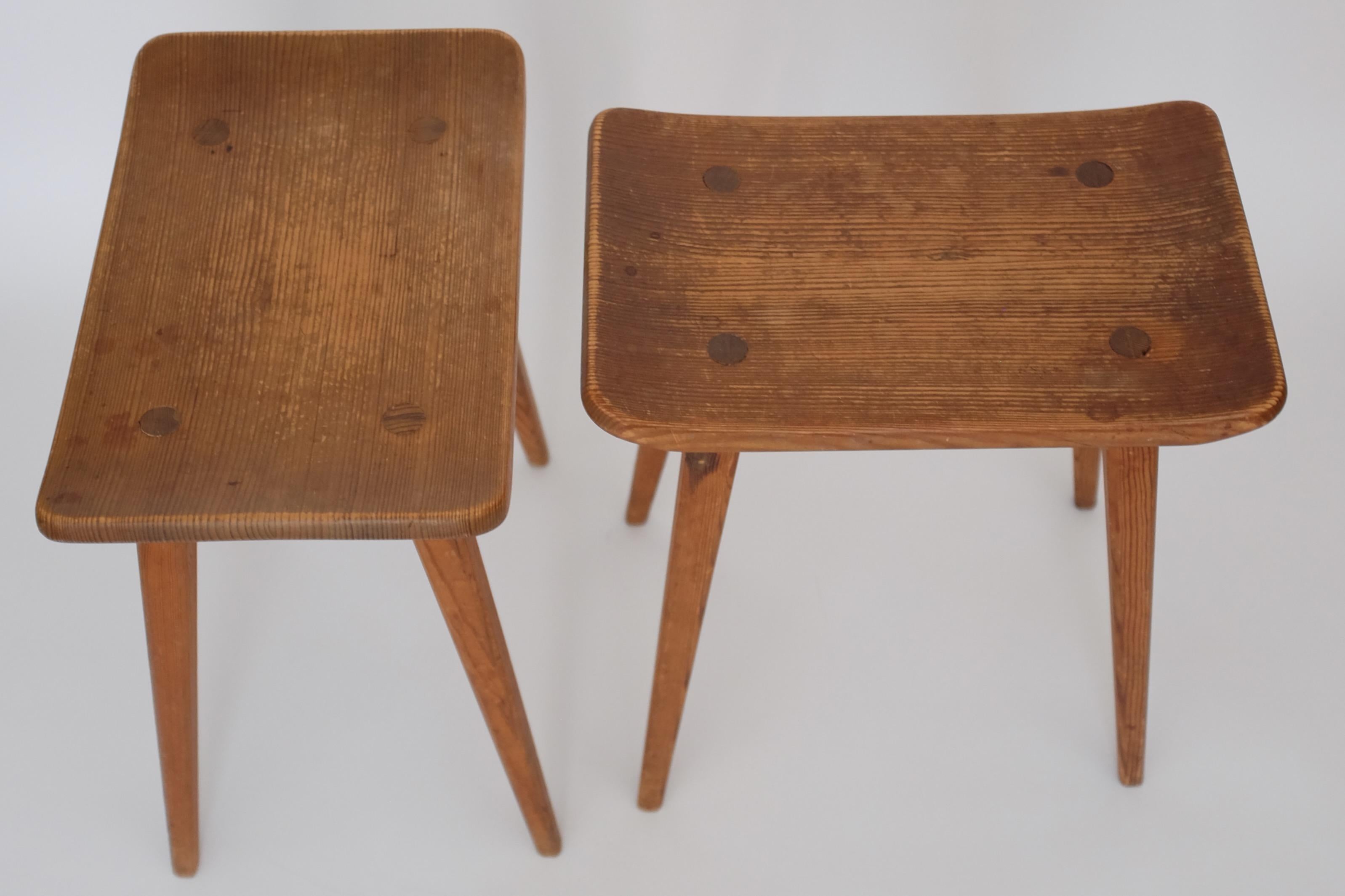 Mid-Century Modern Pine Stools Visingsö by Carl Malmsten For Sale