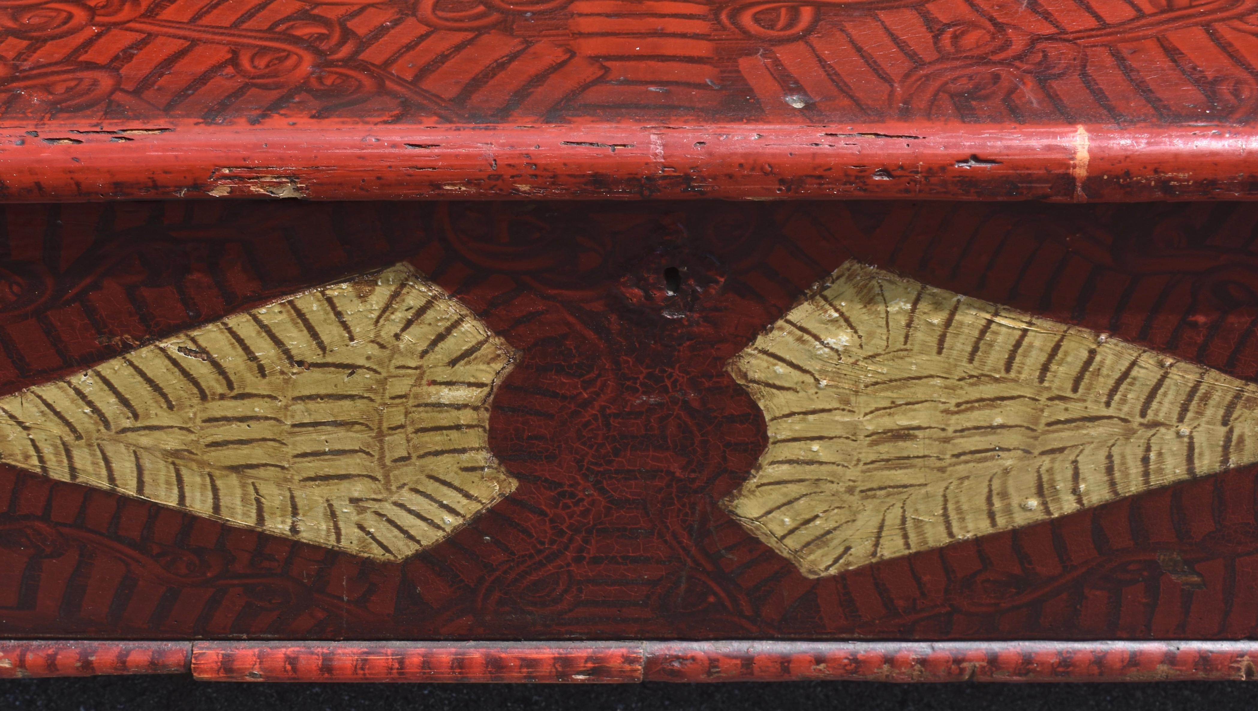 Banco de almacenaje o reposera de pino con pintura decorativa en venta 4