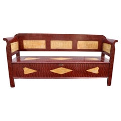 Pine Storage Bench or Settle in Original Decorative Paint