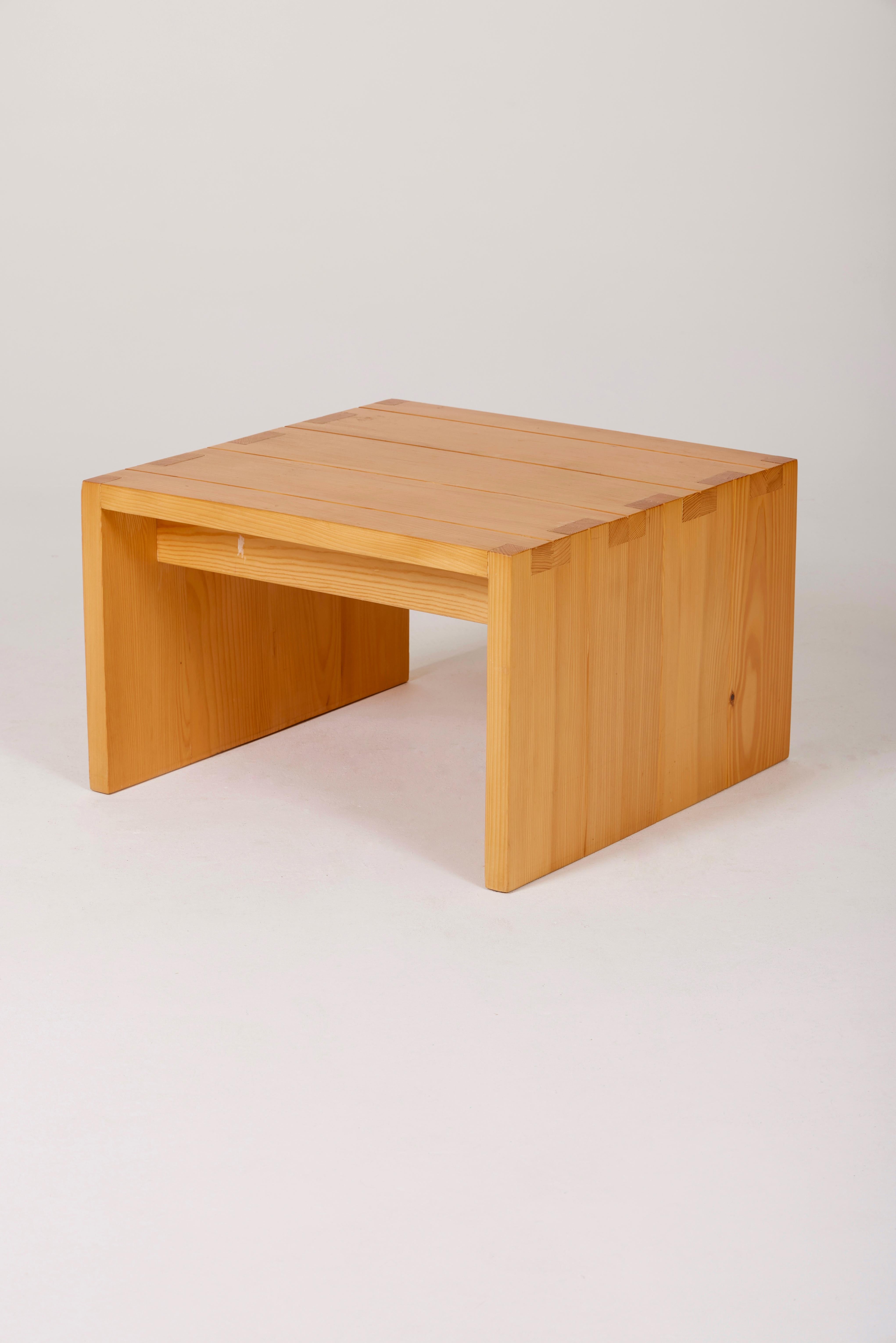 Wood Pine coffee Table By Roland Haeusler For Maison Regain For Sale