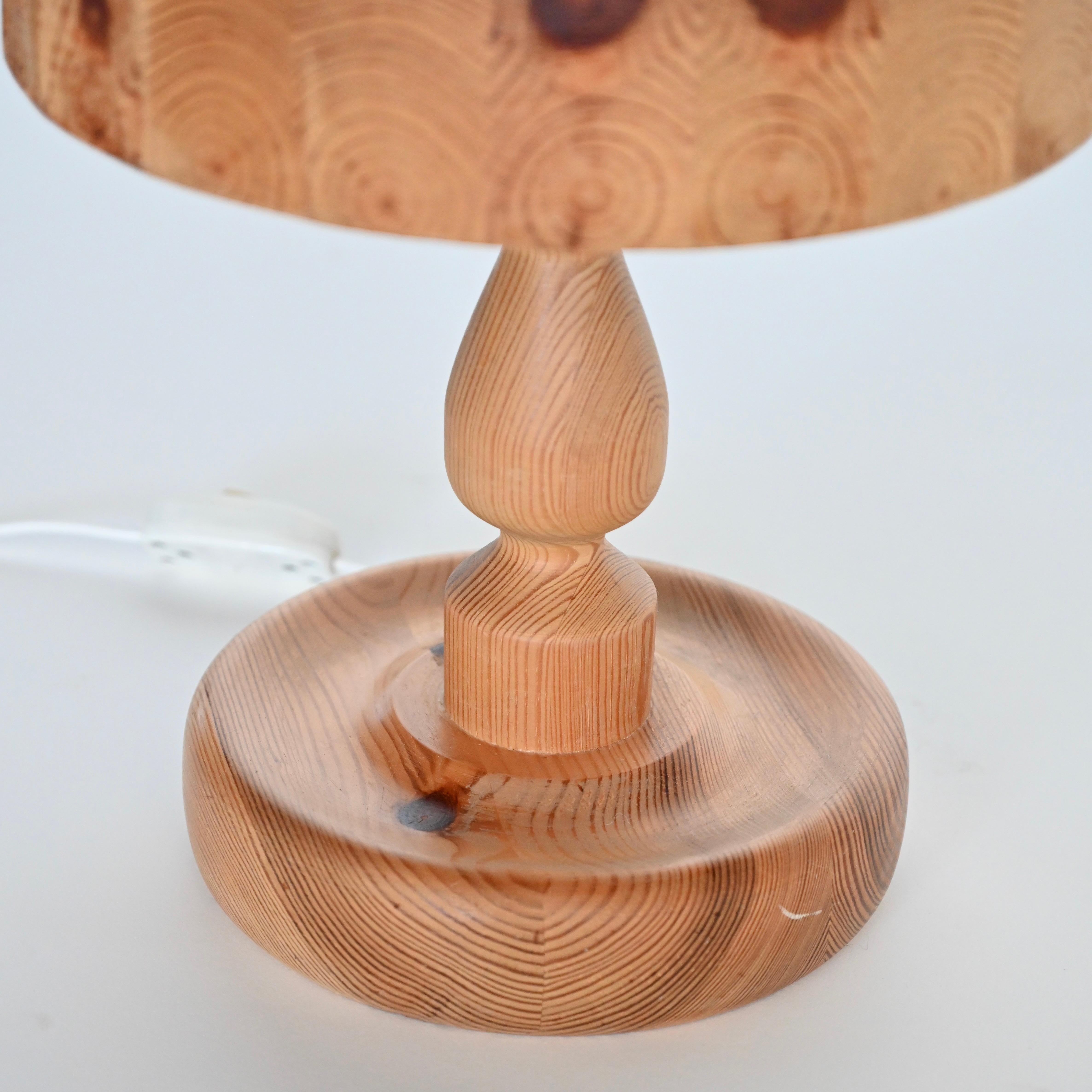 Beautiful pine table lamp with perforated top. Sweden c. 1970's. EU plug. 