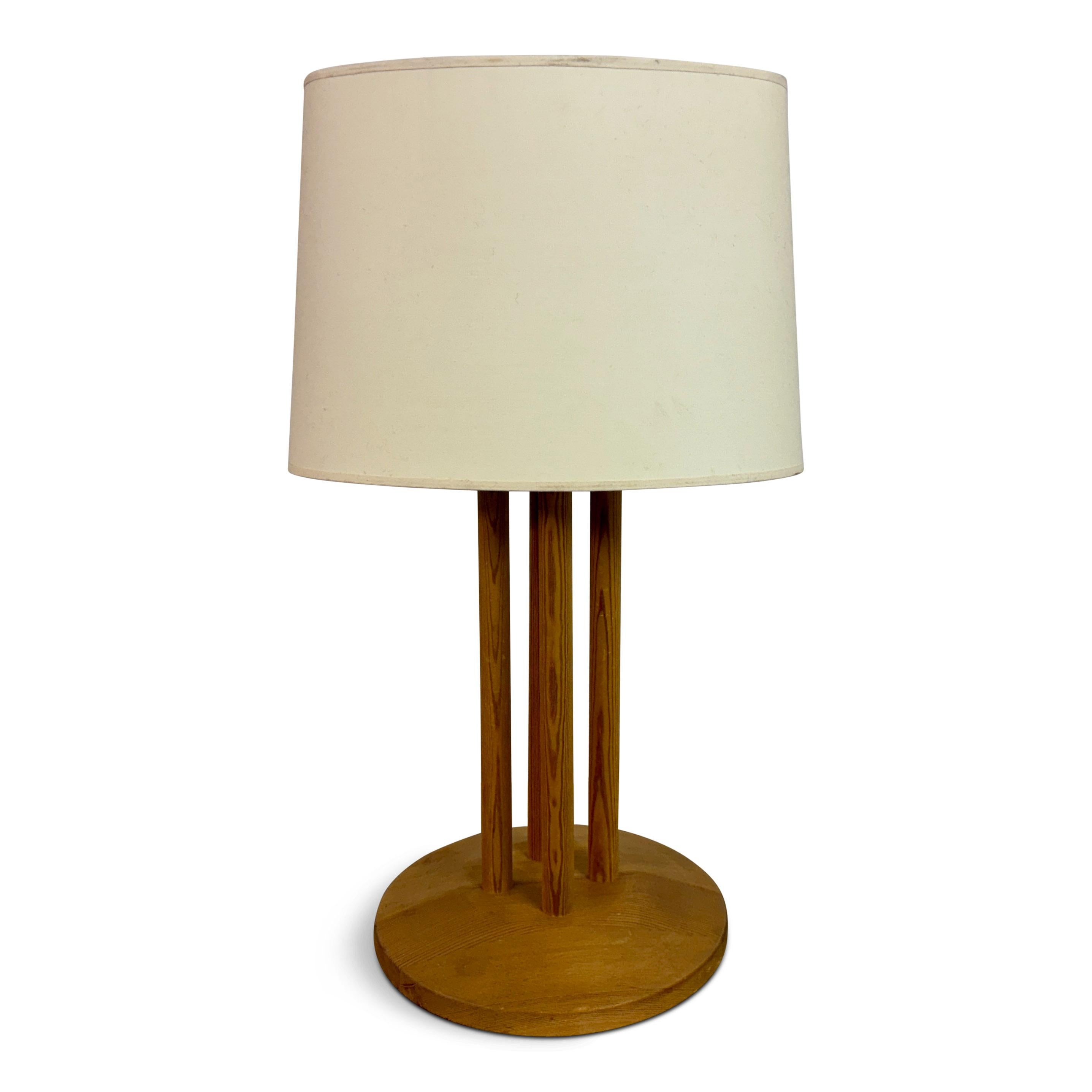 Pine Table Lamp with Rod Base, 1970s–1980s


A charming pine table lamp dating from the late 1970s to early 1980s, featuring a sculptural base formed from four vertical rods rising from a circular plinth. The design has a warm, natural character