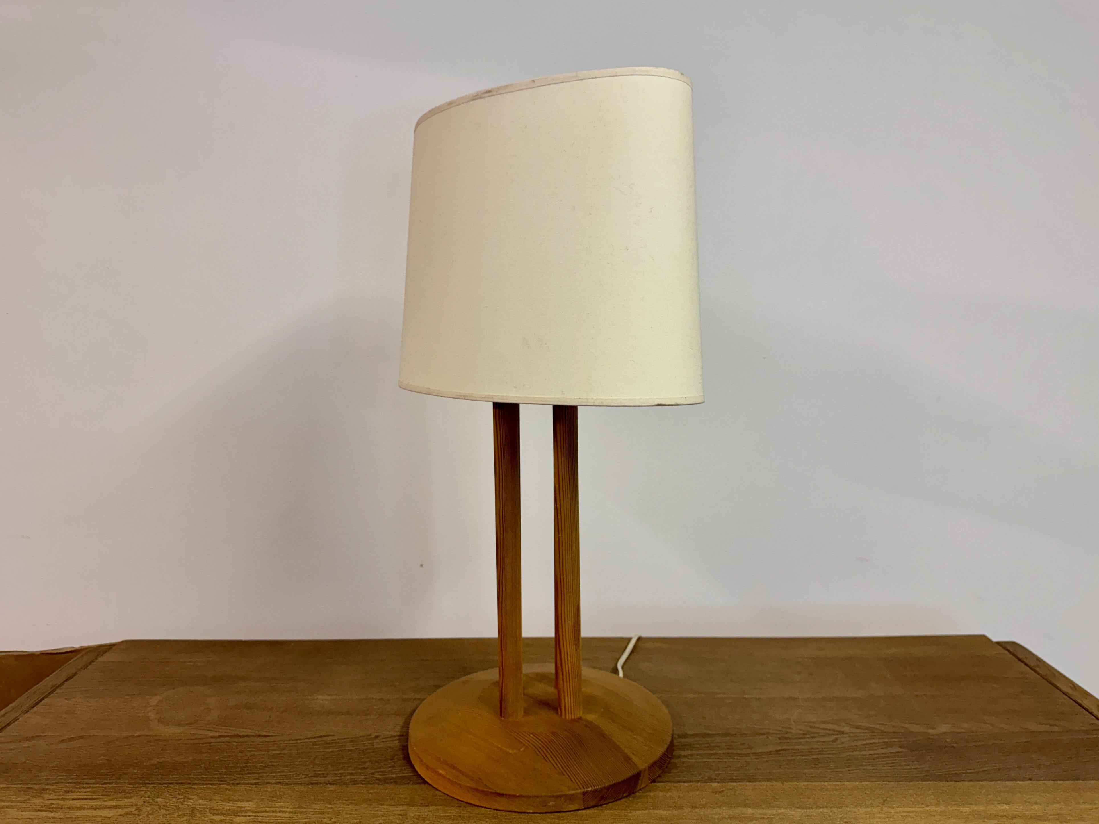 Pine Table Lamp with Rod Base, 1970s–1980s im Angebot 1