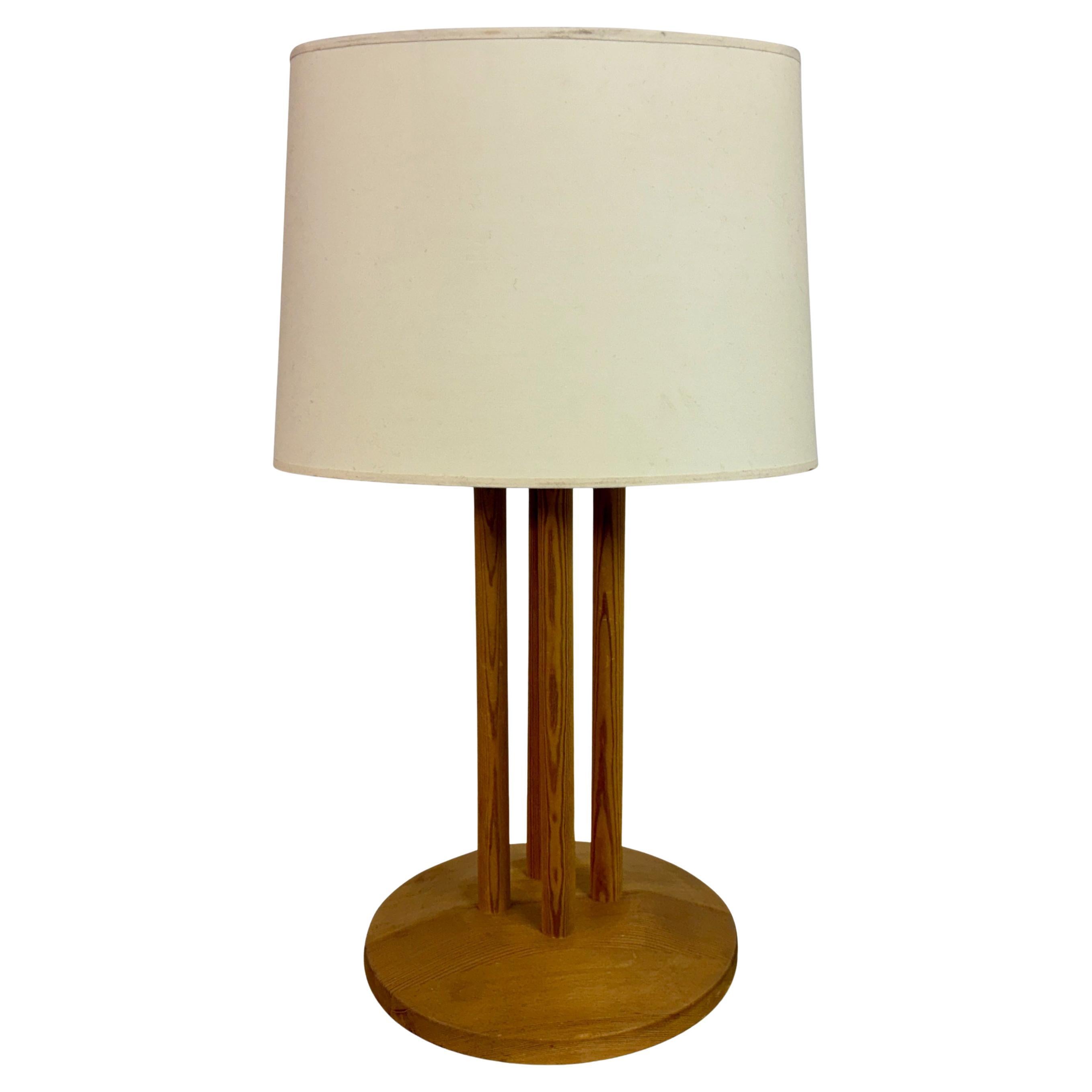 Pine Table Lamp with Rod Base, 1970s–1980s im Angebot