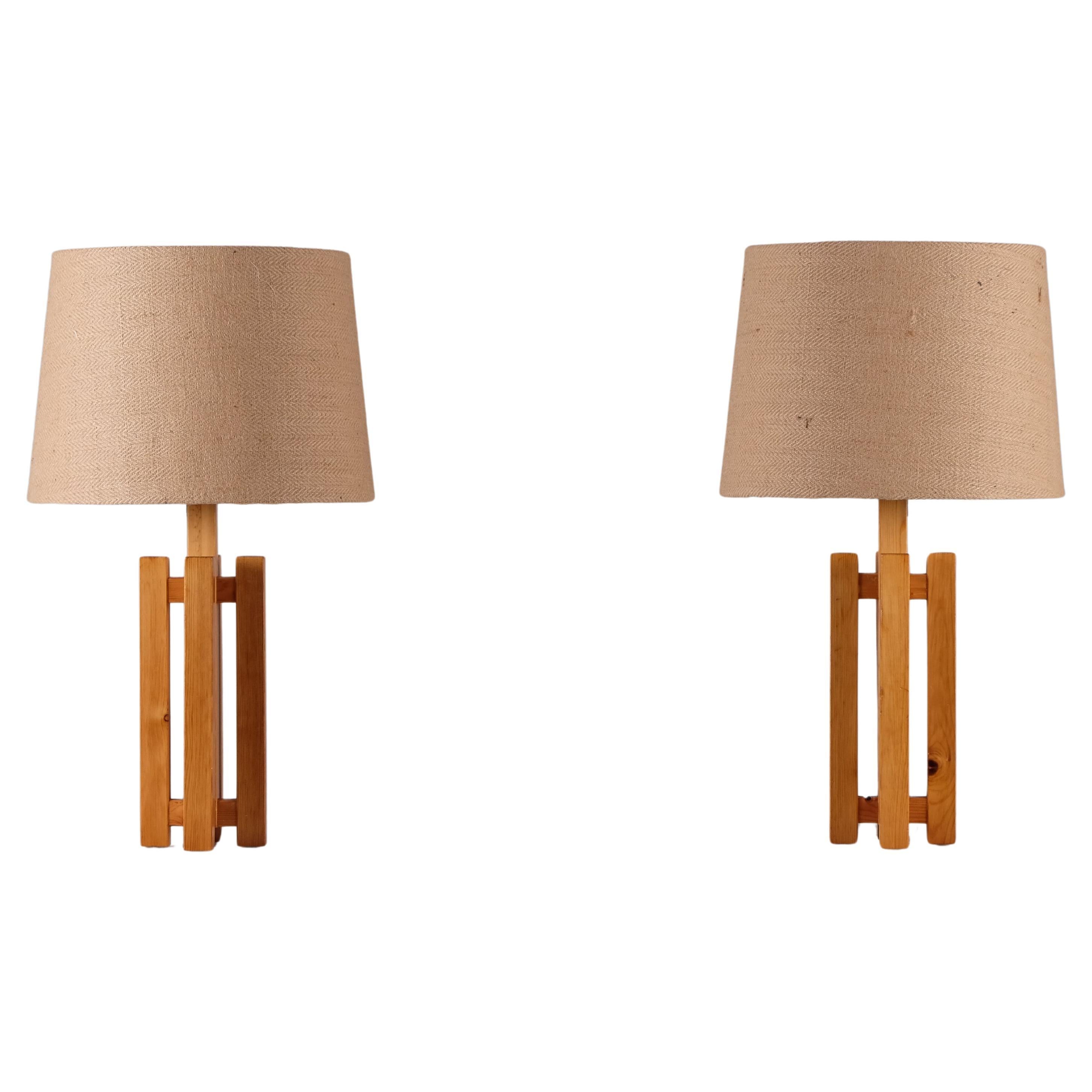 Pine Table Lamps, Sweden, 1970s