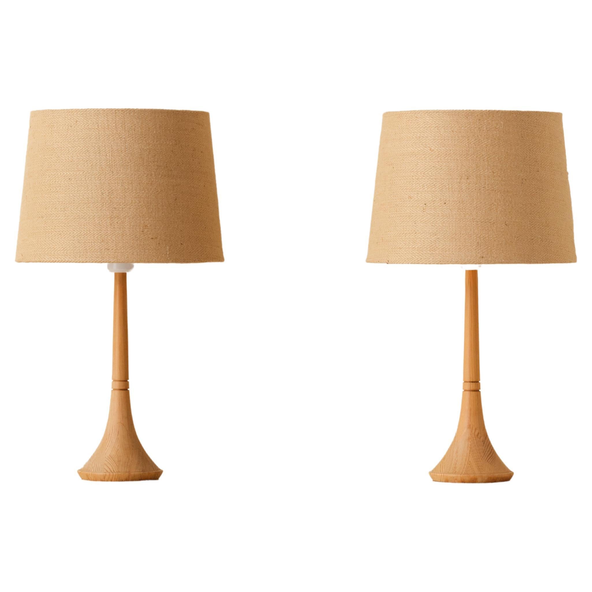 Lampes de table en pin, Suède, années 1970