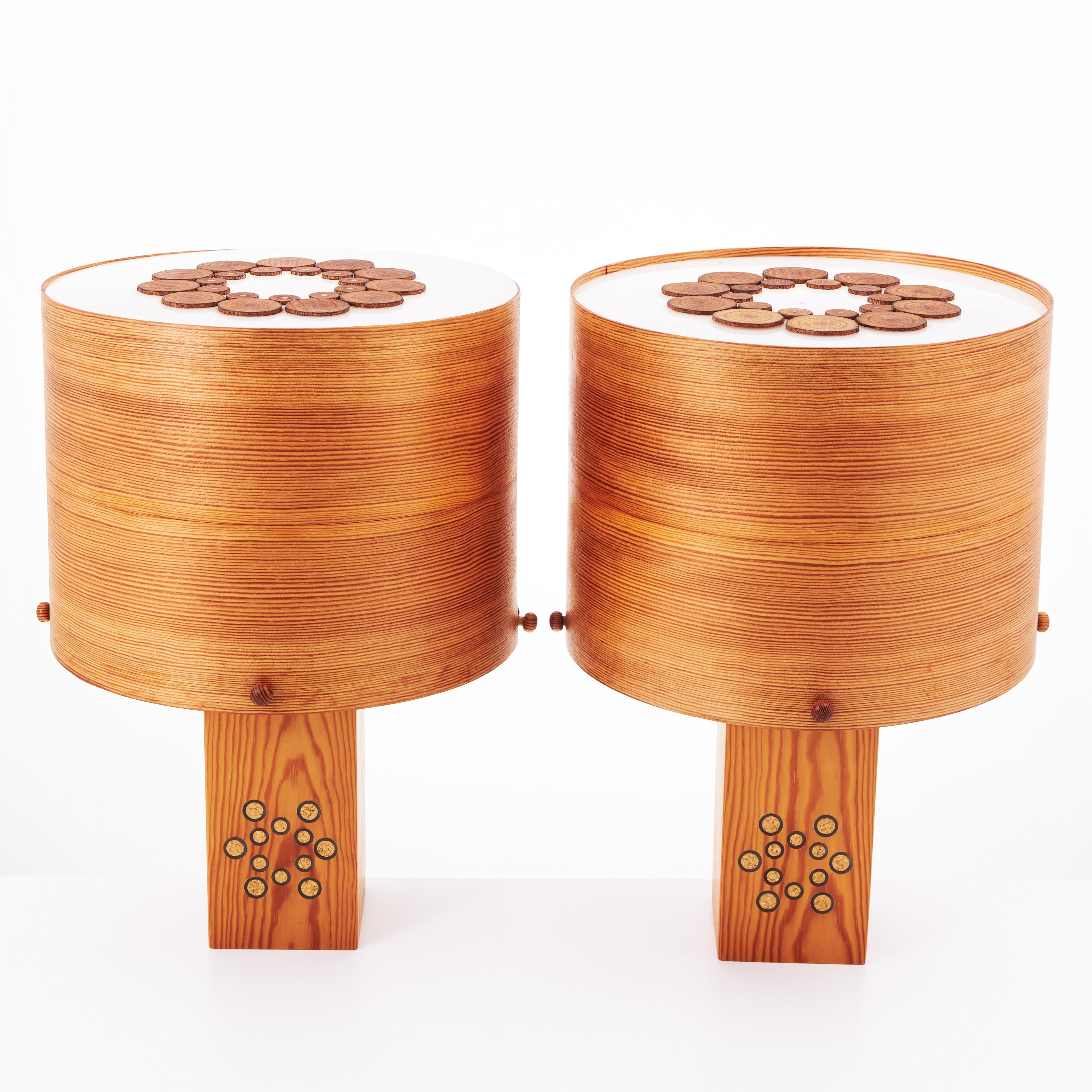 Lámparas de mesa de madera de pino anónima Francia 1970 en Bueno estado para la venta en Paris, FR