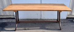 Pine Table Top on Industrial Cast Iron Base