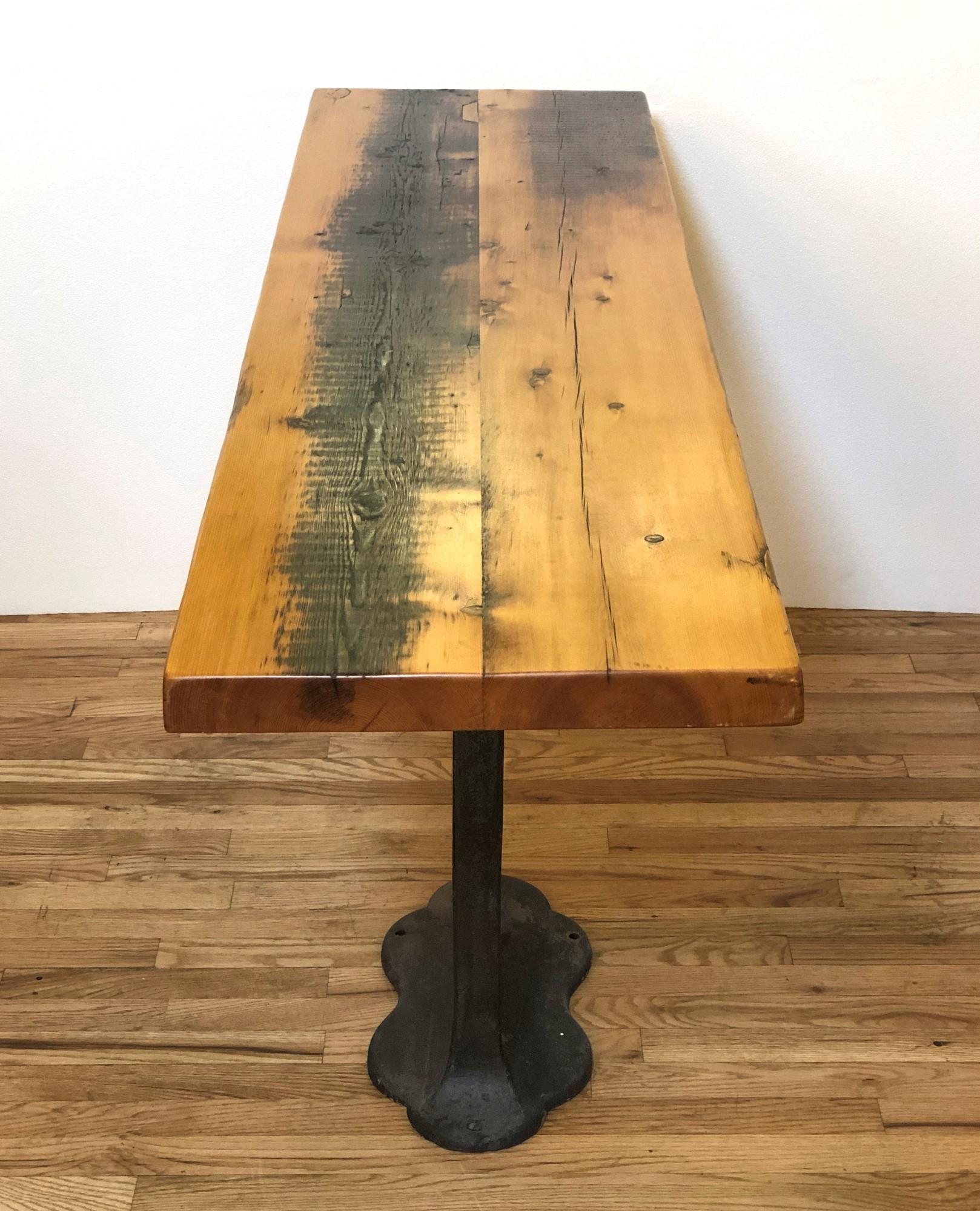 Pine Table Top w/ Cast Iron Industrial Base Console 5