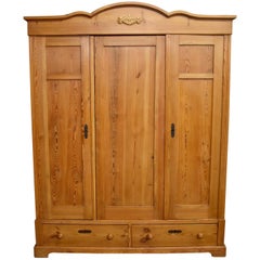 Antique Pine Three Door Knock-Down Armoire