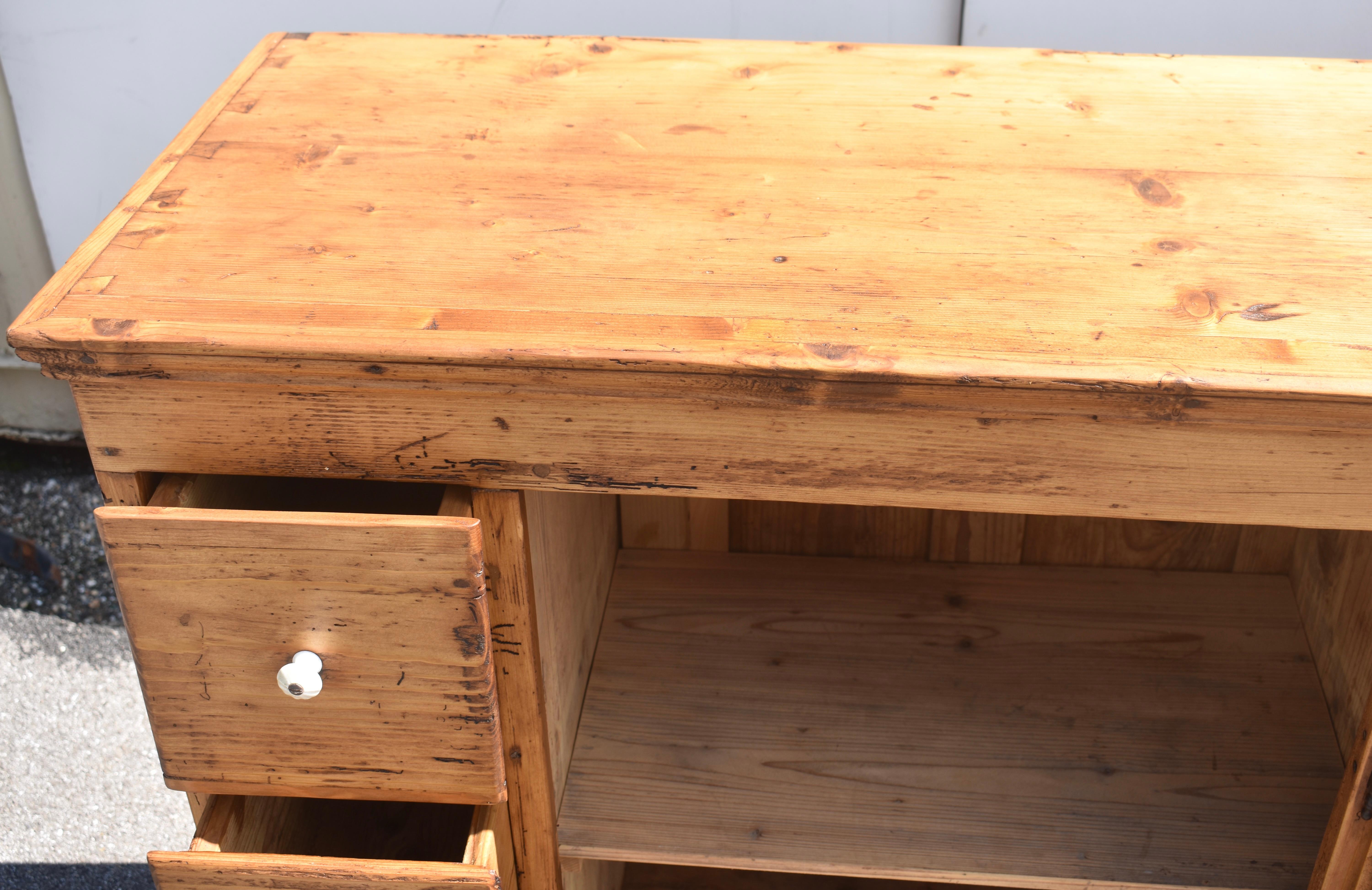 Pine Three Drawer Czech Bread Cupboard For Sale 9