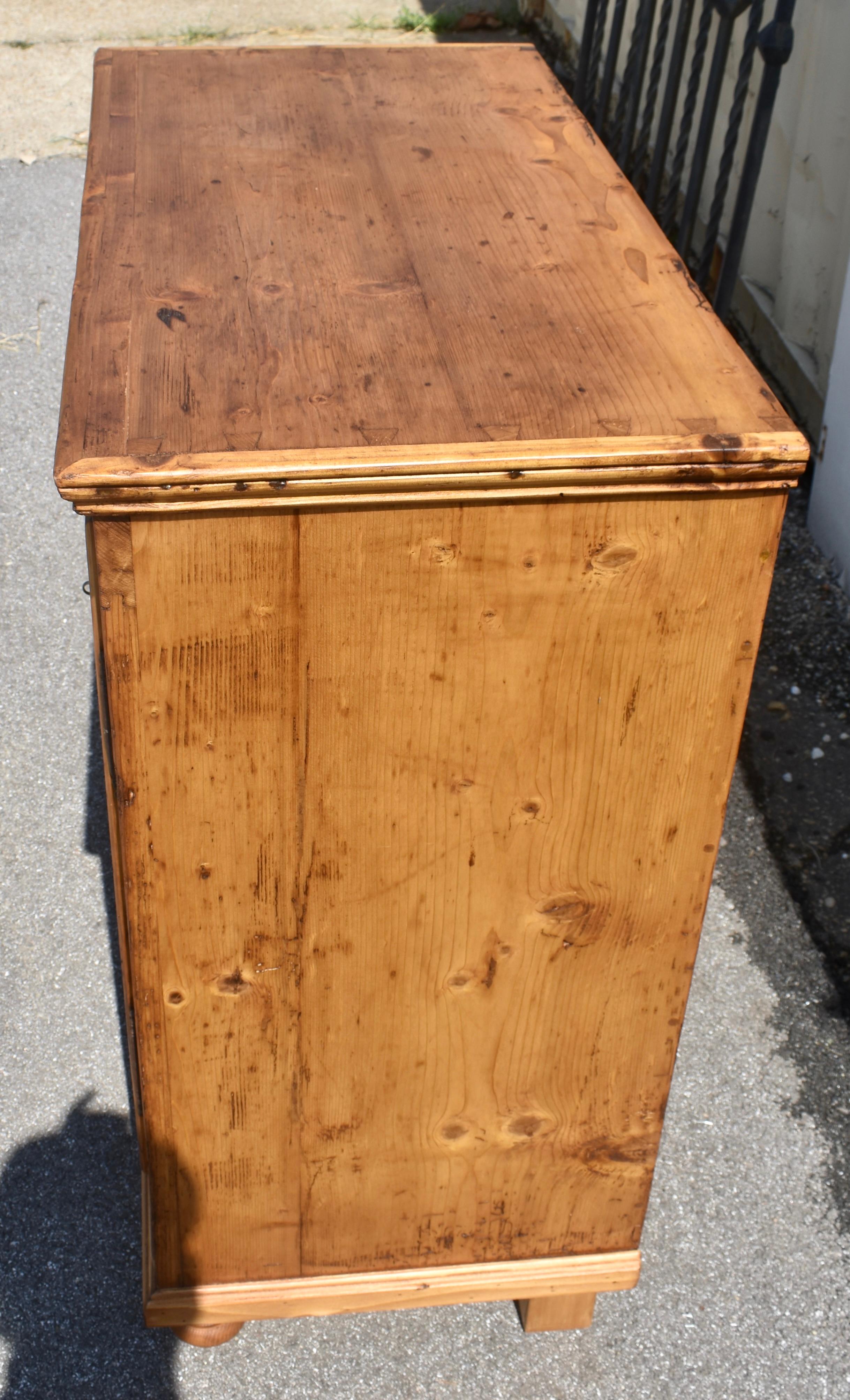 Pine Three Drawer Czech Bread Cupboard For Sale 1