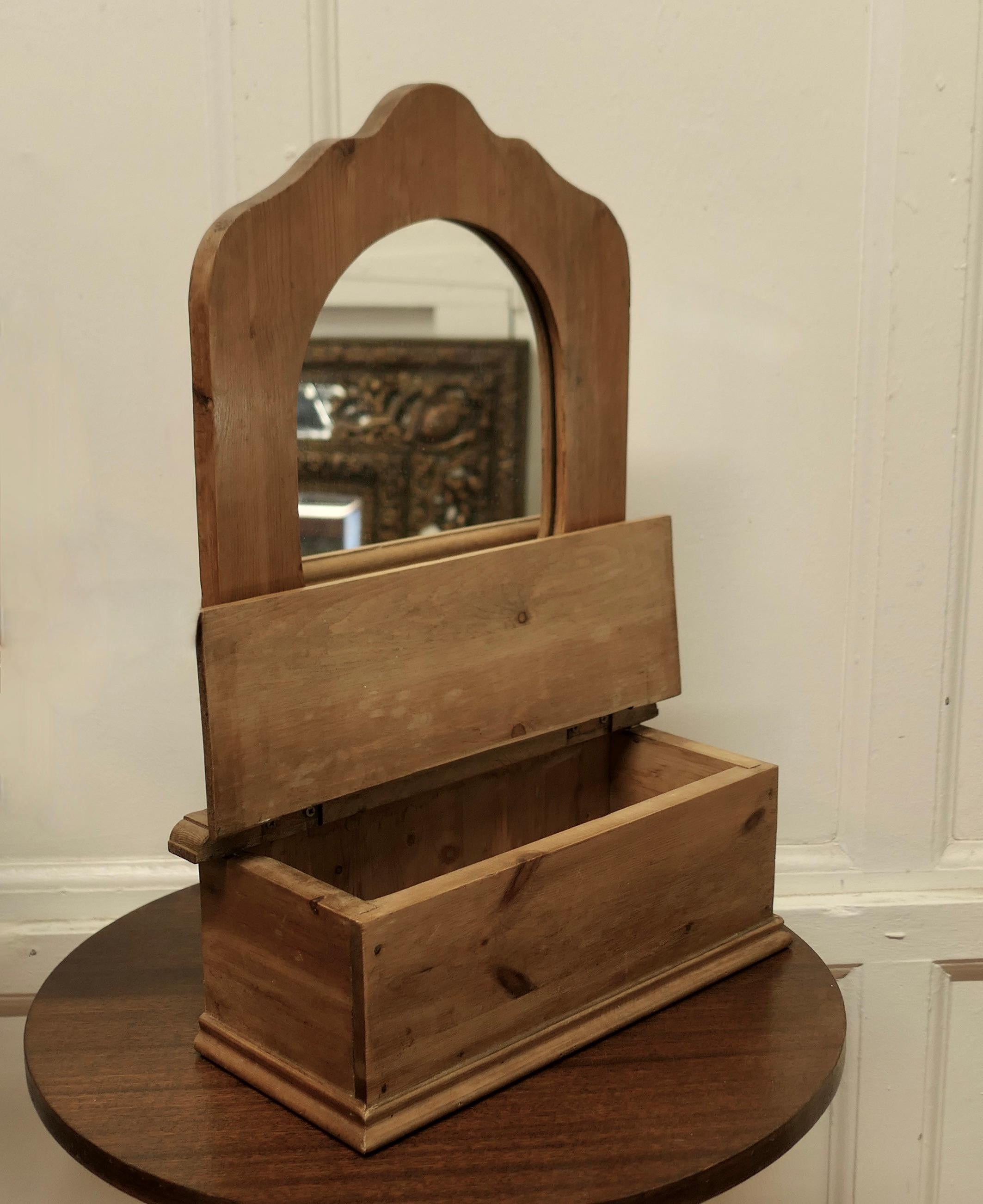 19th Century Pine Toilet or Vanity Mirror For Sale