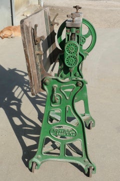Pine Top Mangle or Cast-Iron Industrial Garden Table  A Great piece of History