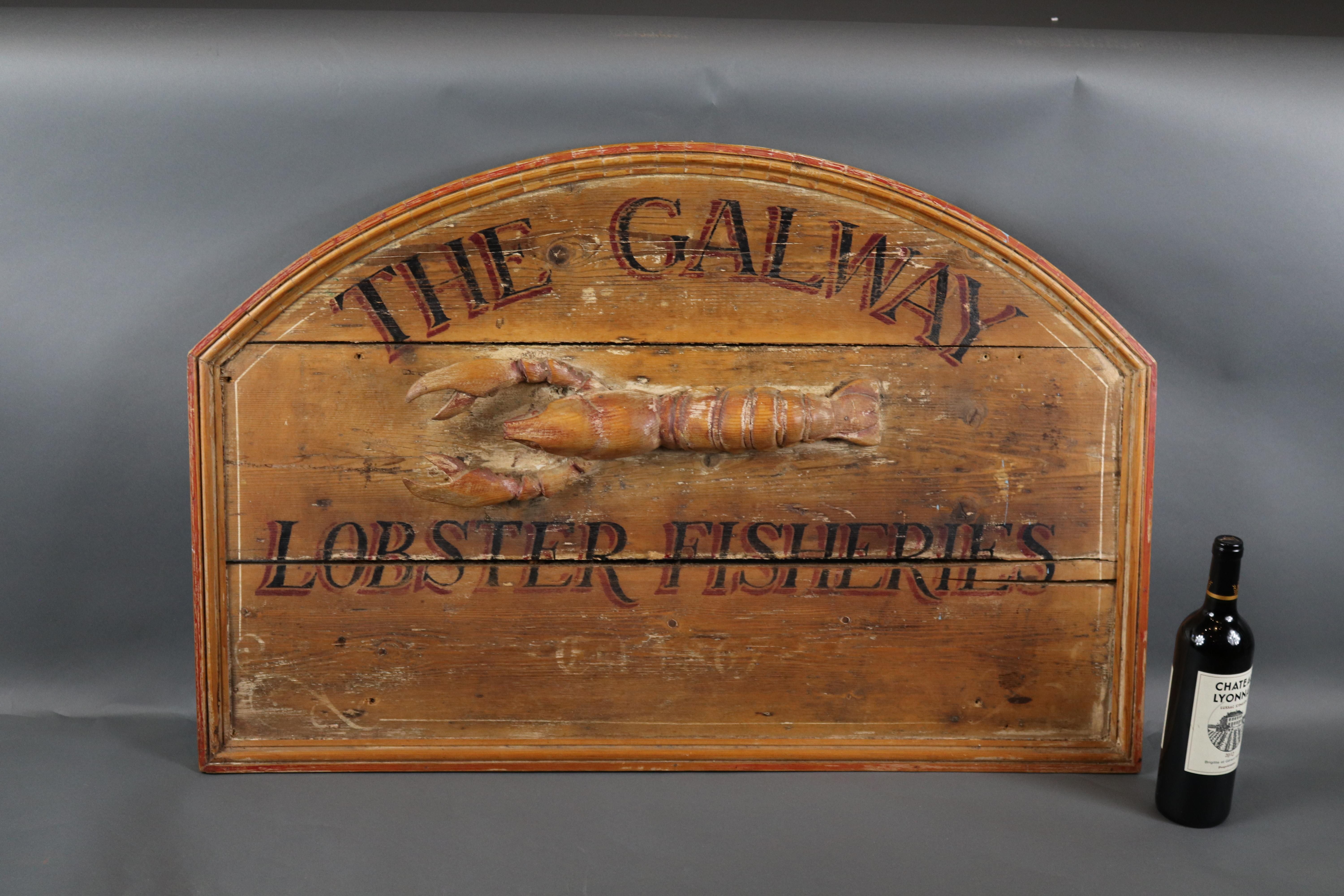 Pine Trade Sign Lobster Fisheries In Good Condition In Norwell, MA