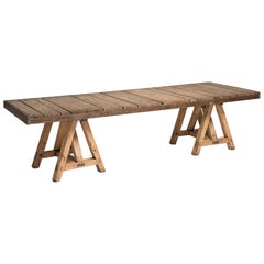 Vintage Pine Trestle Table, France, circa 1930