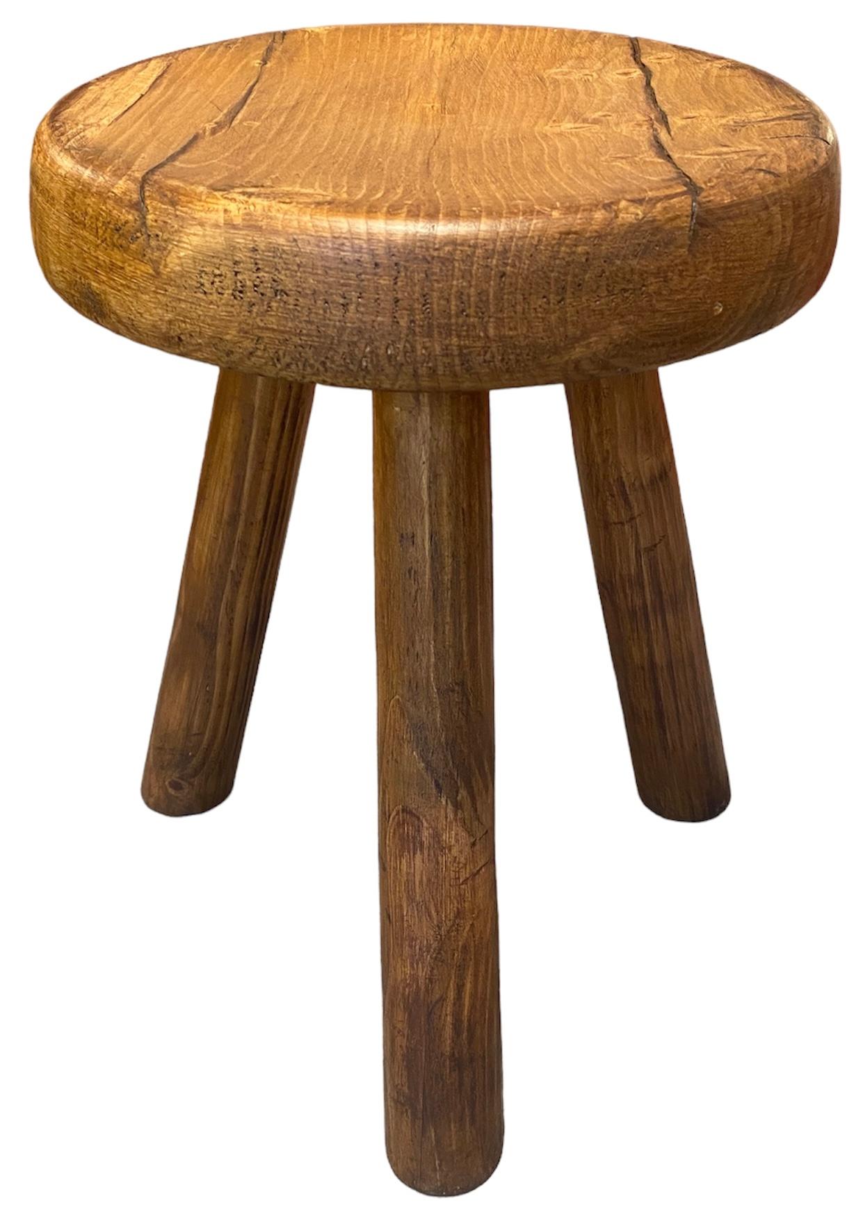 French Pine Tripod Stool by Charlotte Perriand, Les Arcs For Sale