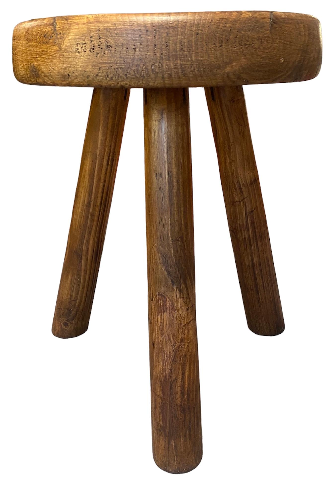 Pine Tripod Stool by Charlotte Perriand, Les Arcs For Sale 2