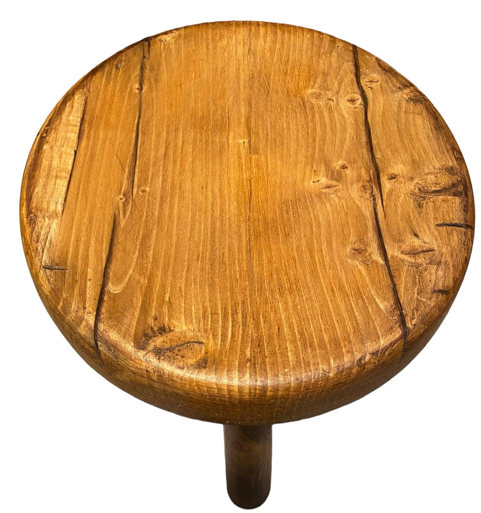 Pine Tripod Stool by Charlotte Perriand, Les Arcs For Sale 3