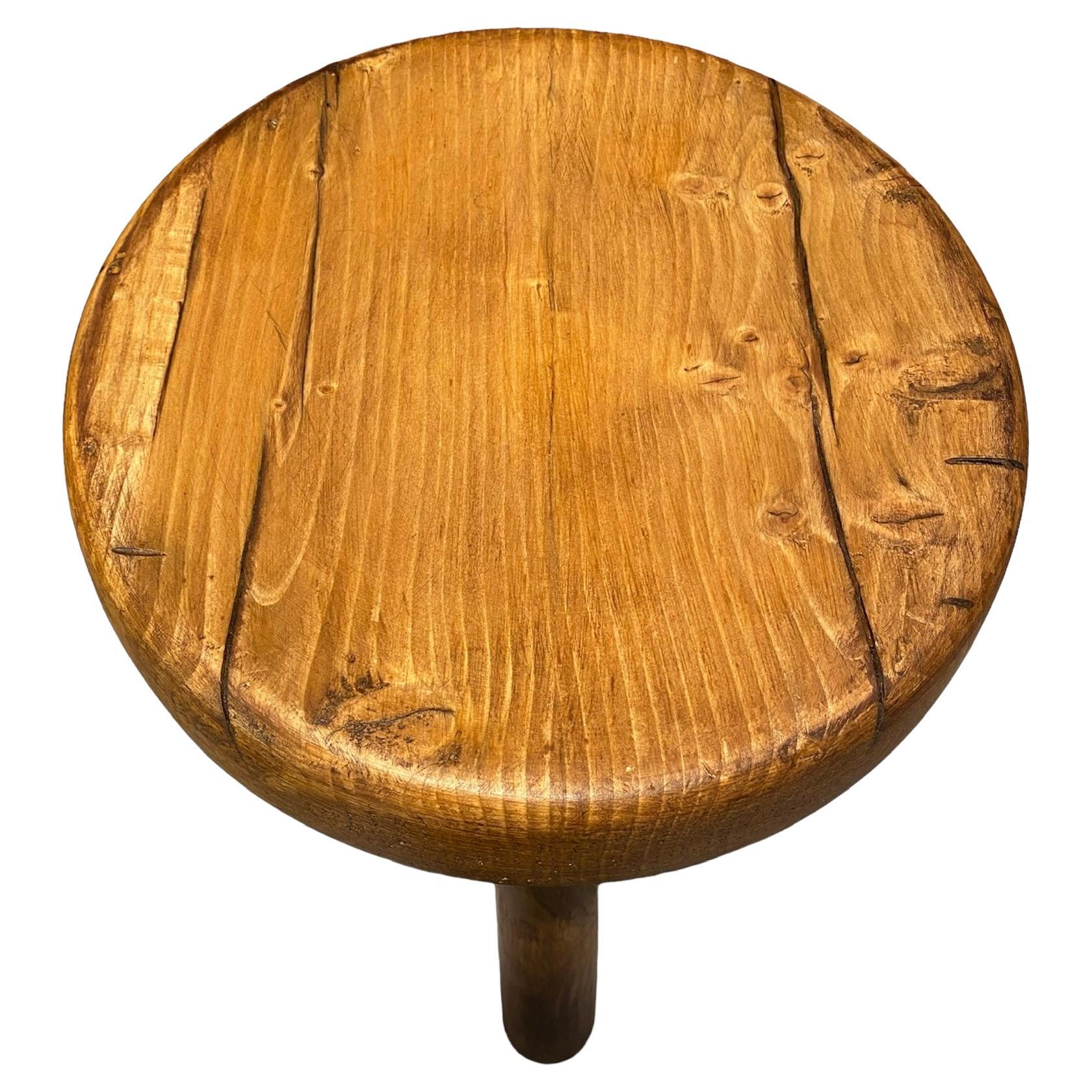 Pine Tripod Stool by Charlotte Perriand, Les Arcs For Sale