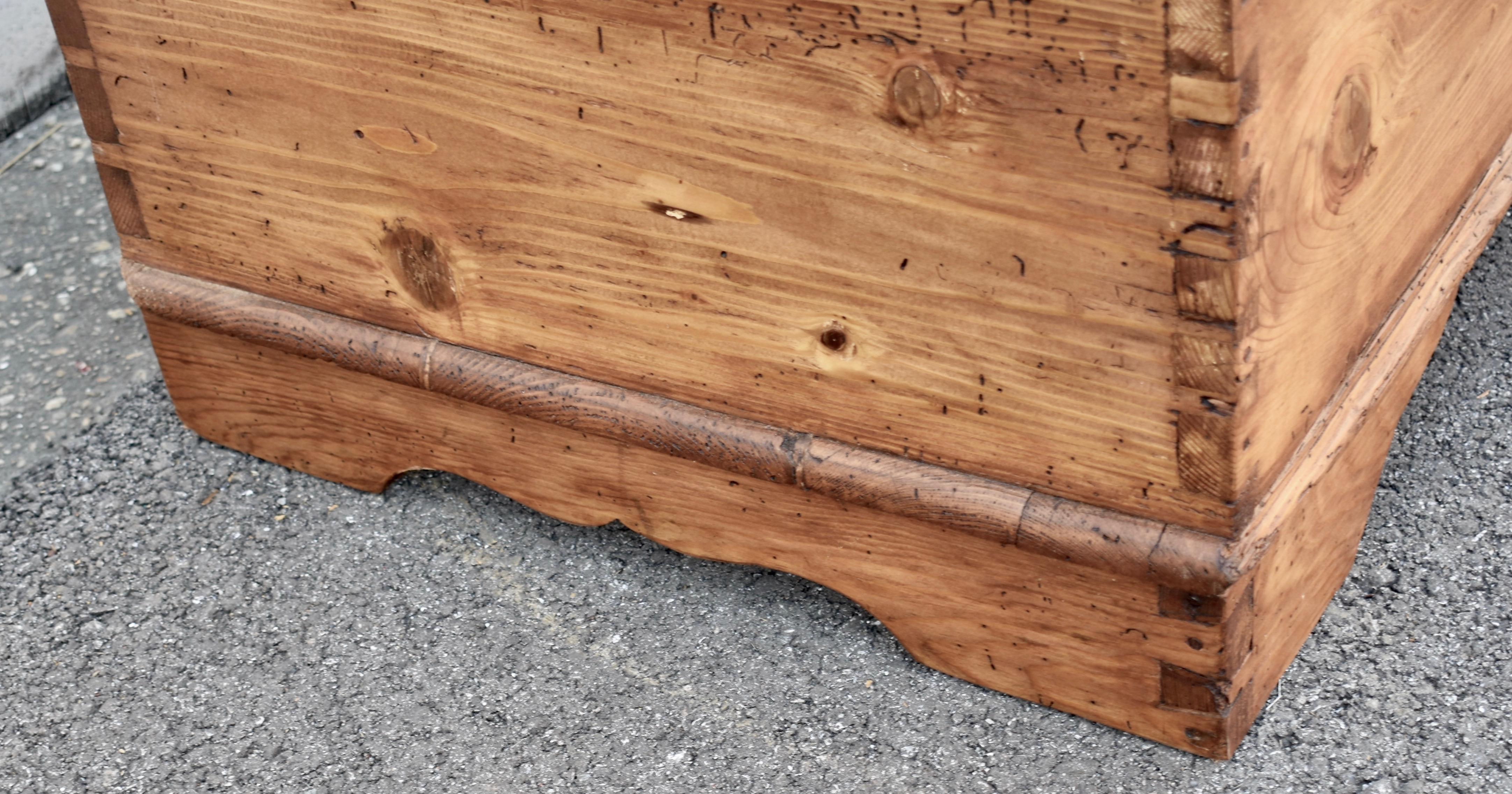 Truhe oder Deckentruhe aus Kiefernholz im Angebot 5