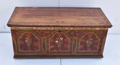 Pine Trunk or Blanket Chest in Original Decorative Paint