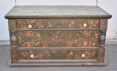 Pine Trunk or Blanket Chest in Original Decorative Paint