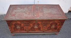 Pine Trunk or Blanket Chest in Original Decorative Paint