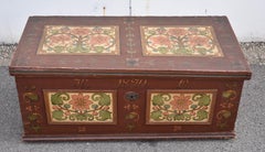 Pine Trunk or Blanket Chest in Original Decorative Paint