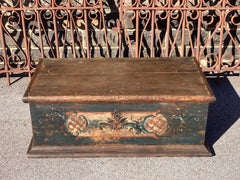 Pine Trunk or Blanket Chest in Original Decorative Paint